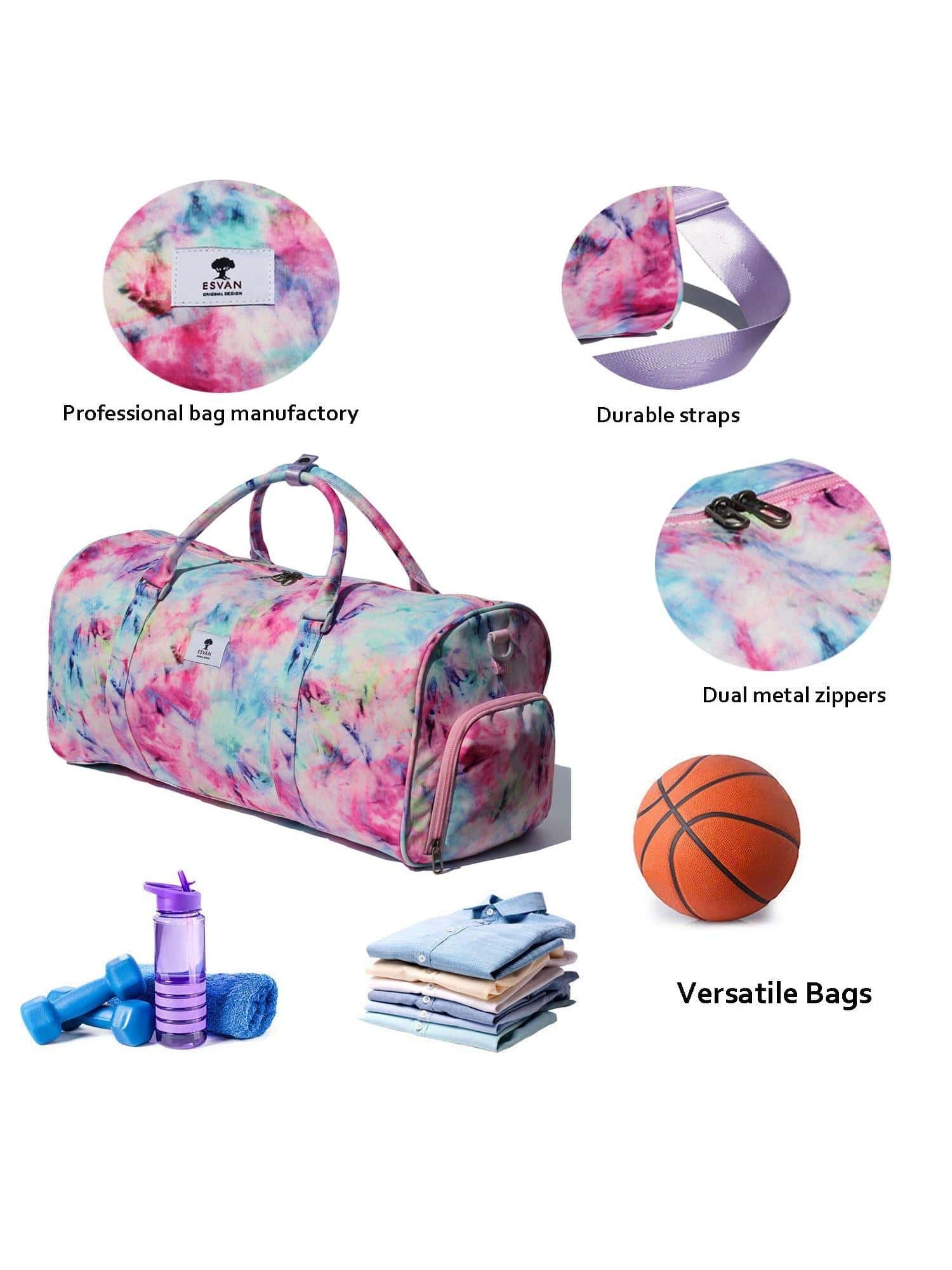 Original Floral Water Resistant Duffel Bag Gym bag Weekender Travel Bag for Gym Beach Travel School Daily Bags