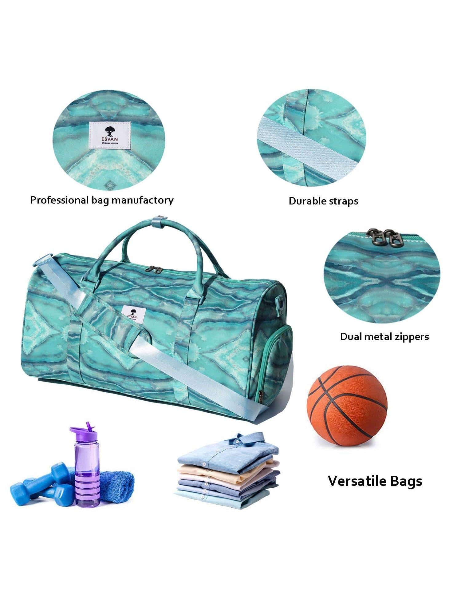 Original Floral Water Resistant Duffel Bag Gym bag Weekender Travel Bag for Gym Beach Travel School Daily Bags