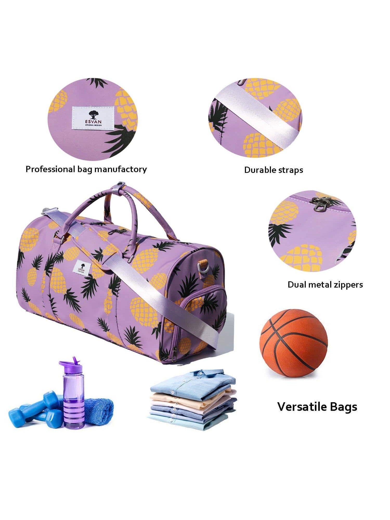 Original Floral Water Resistant Duffel Bag Gym bag Weekender Travel Bag for Gym Beach Travel School Daily Bags