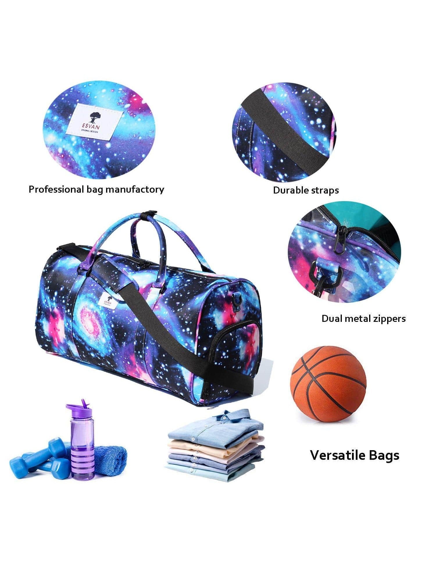 Original Floral Water Resistant Duffel Bag Gym bag Weekender Travel Bag for Gym Beach Travel School Daily Bags