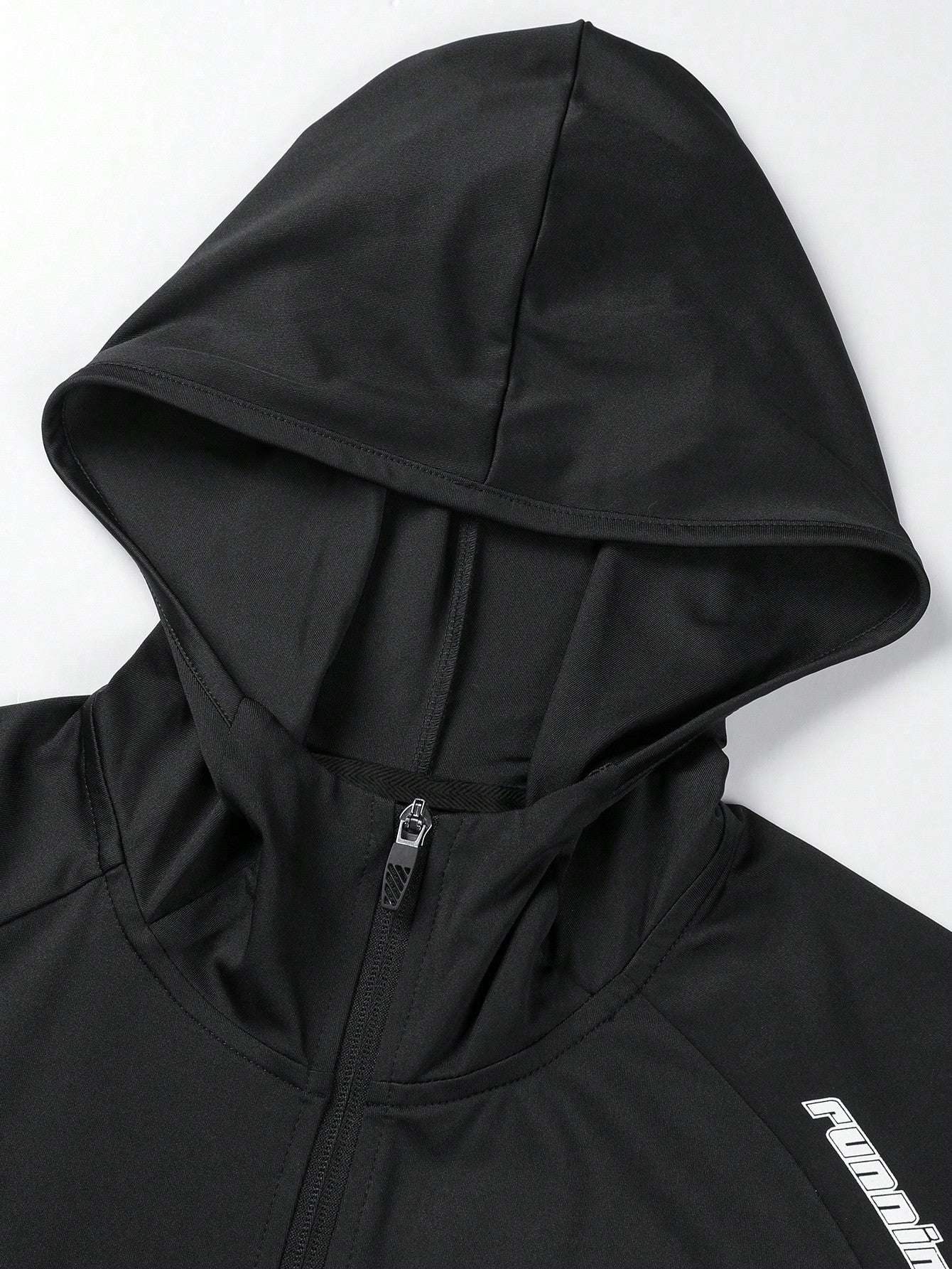 Manfinity Fitness Boyfriend Style Men Letter Zip Up Hooded Sports Jacket Workout Tops Casual Plain Long Sleeve Jacket Jogger Sport Jacket Black Zip Upgym Zip Upblack Zip Up Hoodiejacket For Men Hoodiemen Jacket Hoodie