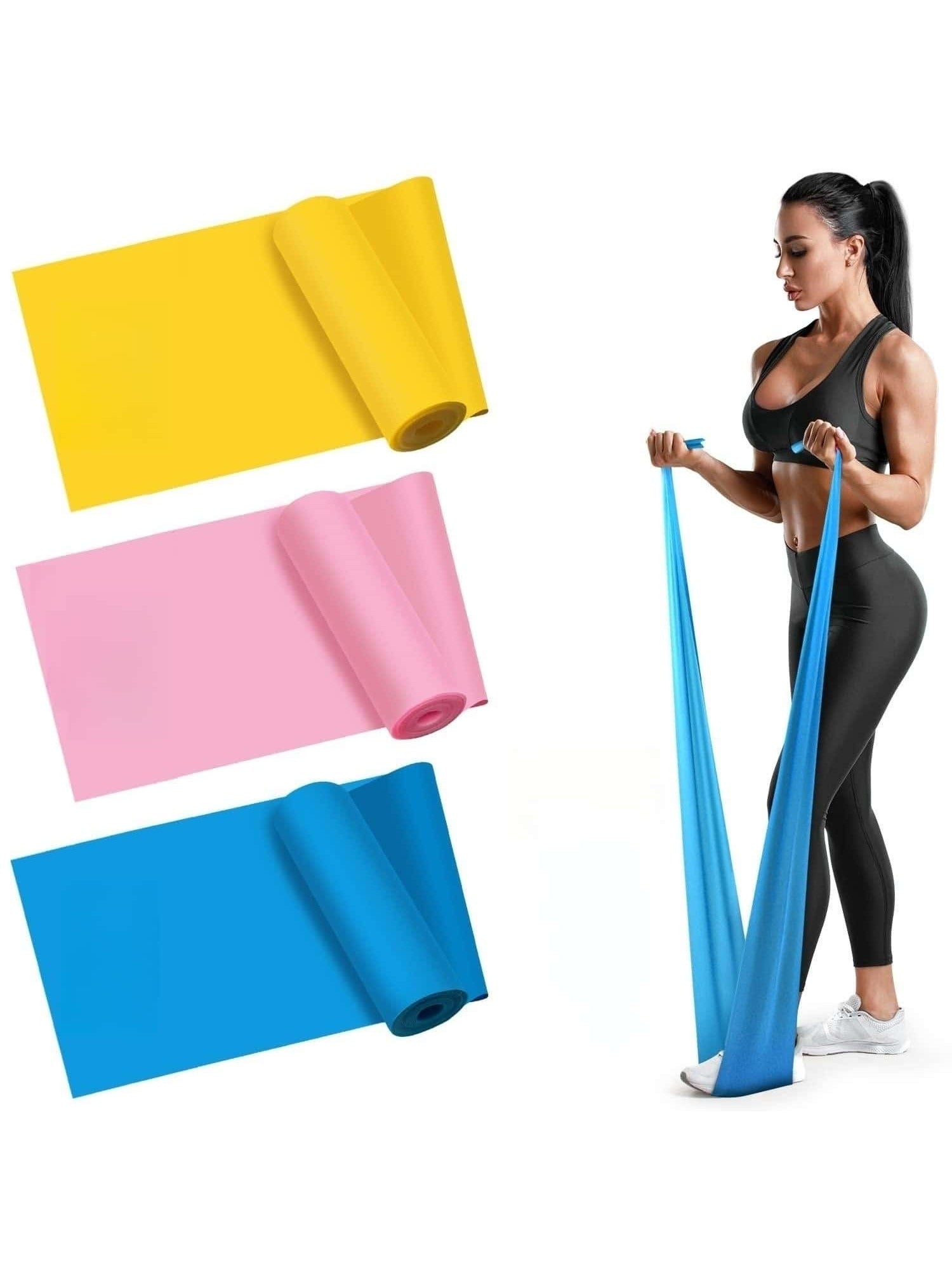 Resistance Bands For Strength Training, Yoga, Pilates, Stretching, And Home Gym Workouts (5-15lbs)