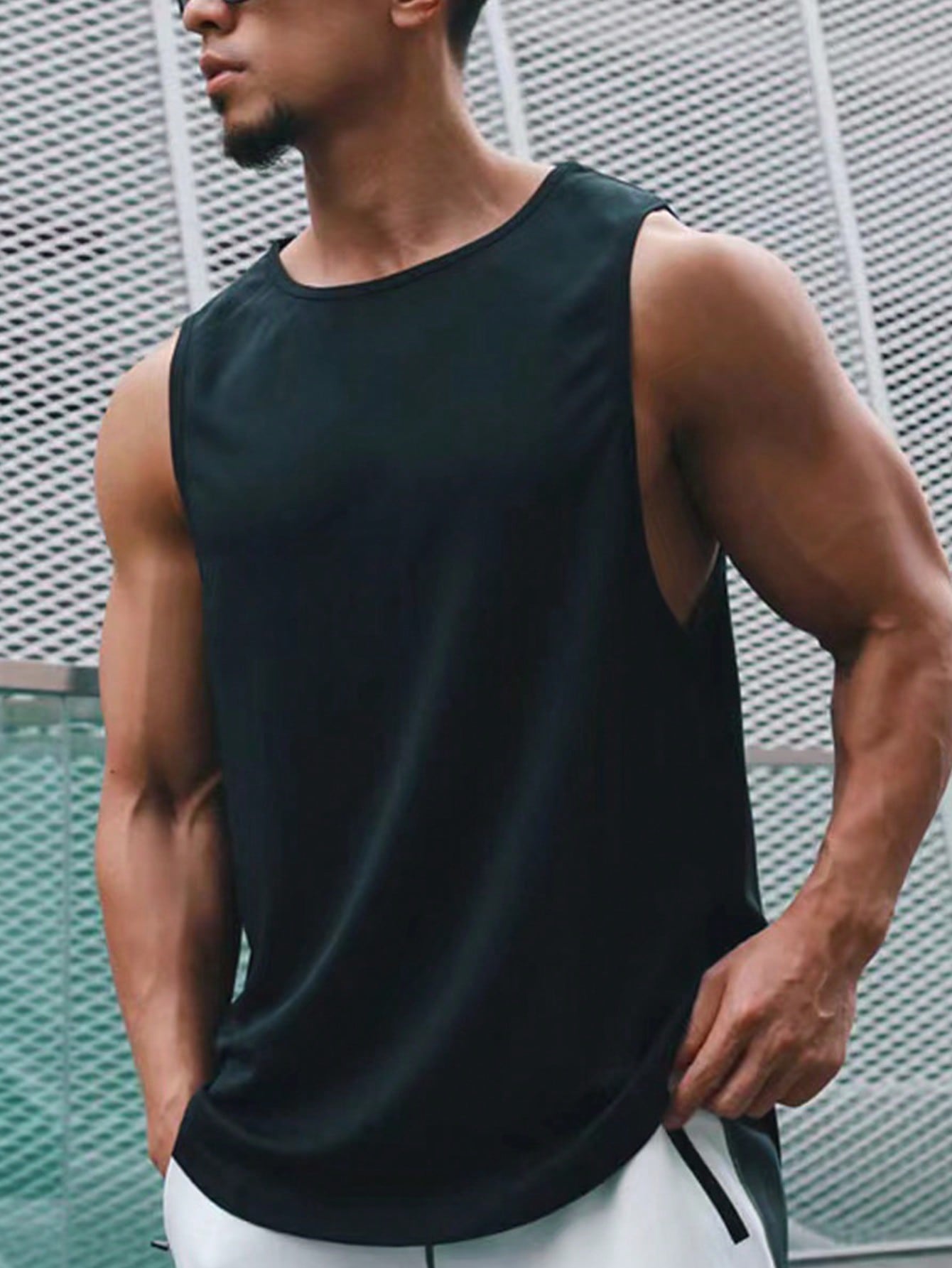 Manfinity Sport Corelite Boyfriend Style Men Solid Sports Tank Top Workout Tops Compression Shirt