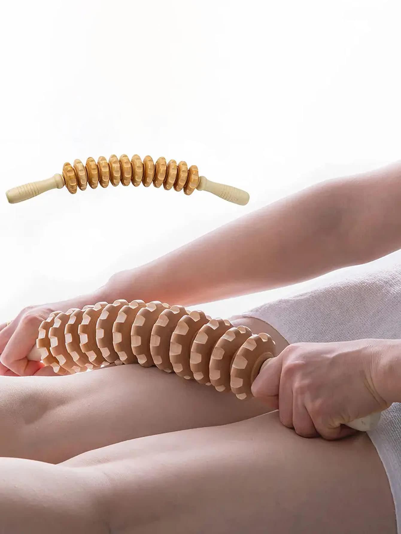 1 Manual Roller Body muscle relaxation massager - Wooden massage Roller tool - Handheld fat Trigger Point rod Lymphatic drainage anti-fat muscle release roller Handheld Massage stick Massager