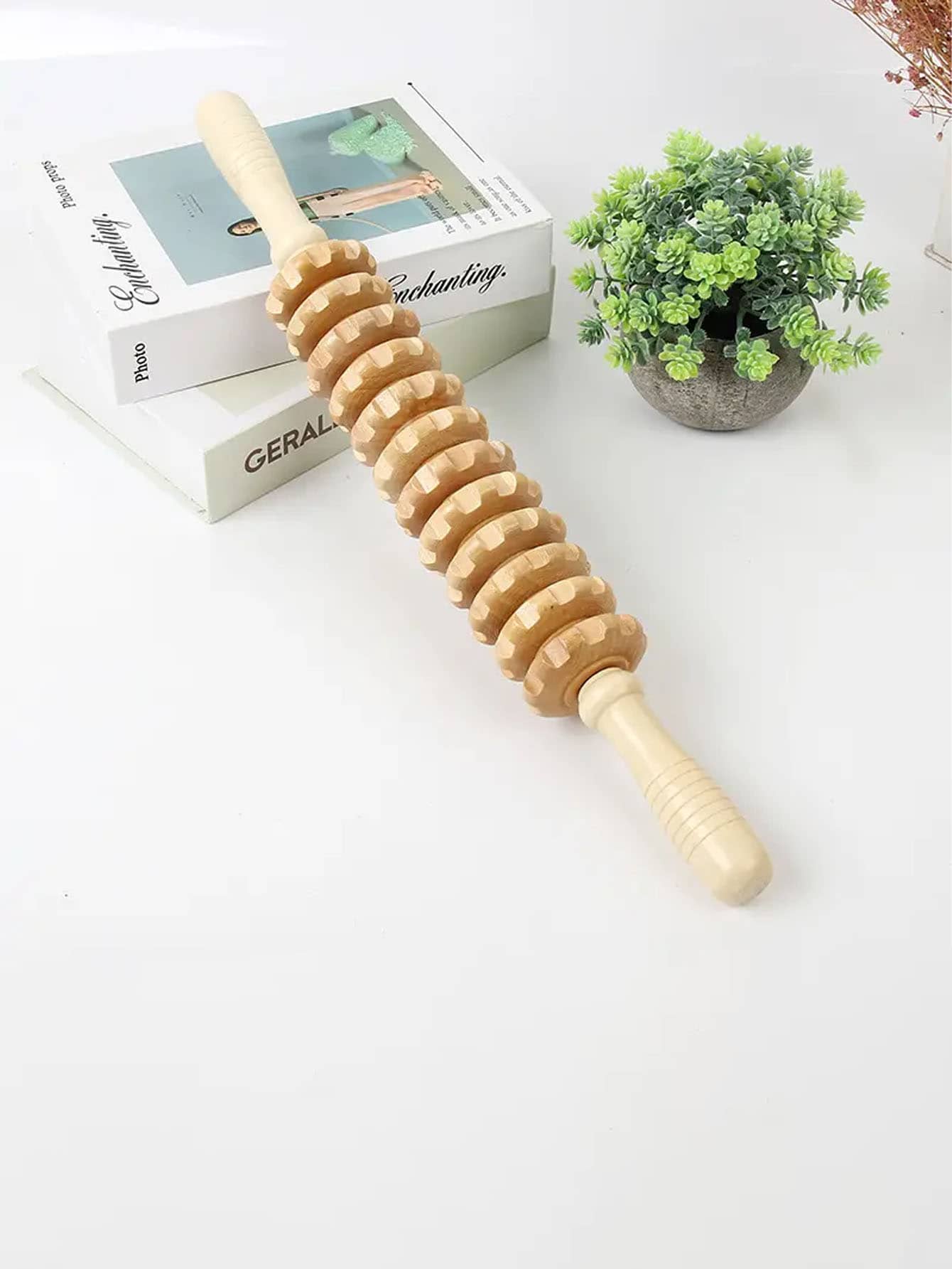 1 Manual Roller Body muscle relaxation massager - Wooden massage Roller tool - Handheld fat Trigger Point rod Lymphatic drainage anti-fat muscle release roller Handheld Massage stick Massager