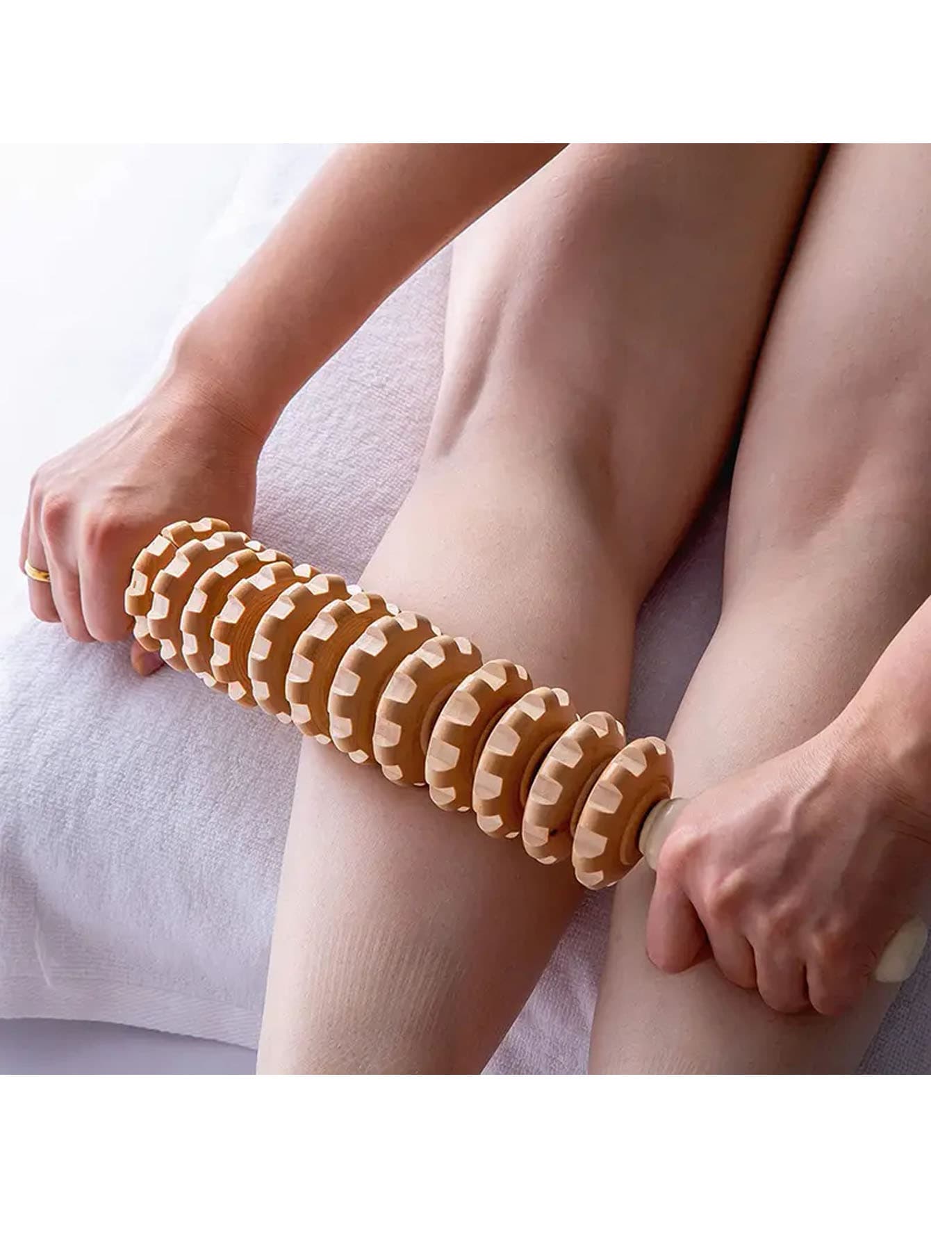 1 Manual Roller Body muscle relaxation massager - Wooden massage Roller tool - Handheld fat Trigger Point rod Lymphatic drainage anti-fat muscle release roller Handheld Massage stick Massager