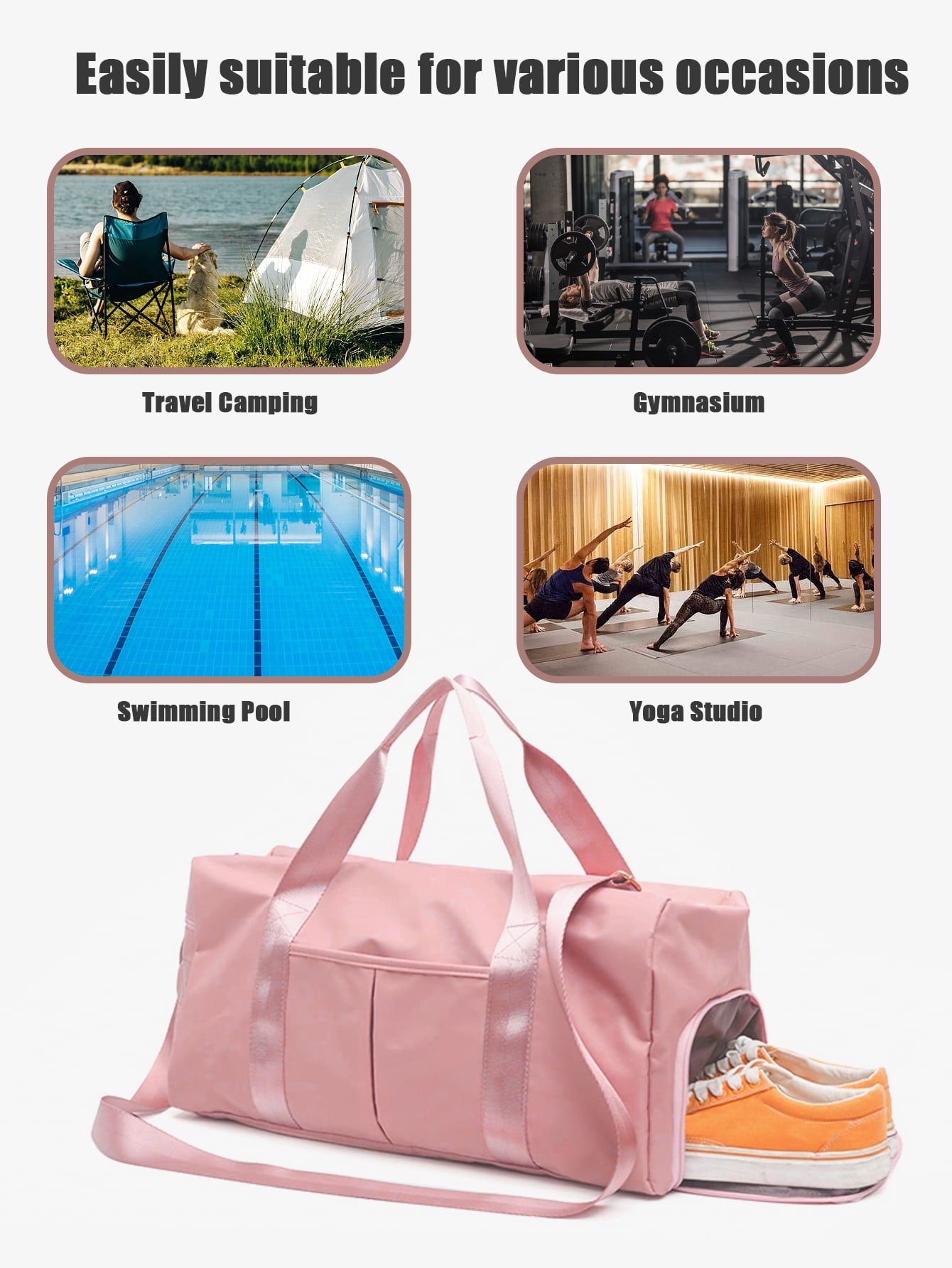 Large Capacity Yoga Training Gym Bag With Shoe Compartment, Dry And Wet Separation, Single Shoulder And Handheld Travel Bag