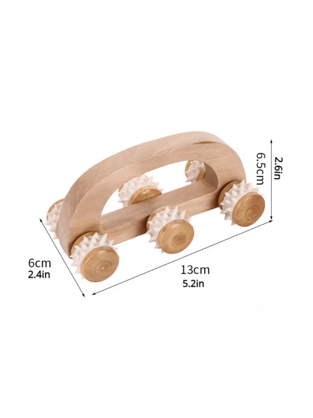 1pc Wooden 6-wheel Massage Roller For Relaxing Muscles And Relieving Stress Soft Tissue Therapy, Lymphatic Drainage Massager for Legs, Suitable For Home Or Travel Use