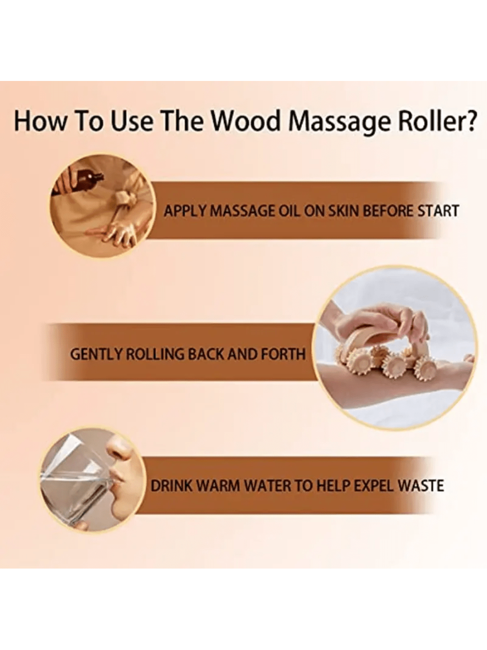 1pc Wooden 6-wheel Massage Roller For Relaxing Muscles And Relieving Stress Soft Tissue Therapy, Lymphatic Drainage Massager for Legs, Suitable For Home Or Travel Use