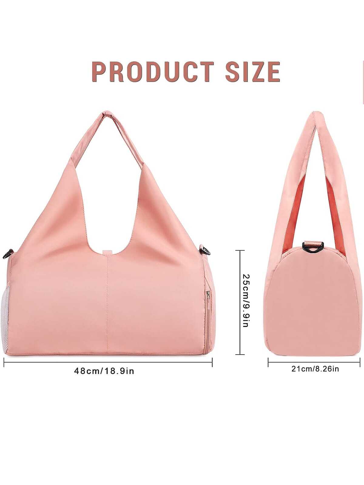 Gym Bag Travel Bag Women Men Travel Duffel Bag With Shoes Compartment Sports Gym Tote Bag Weekend Bag Overnight Bag Yoga Mat Bag For Swimming, Basketball Pink