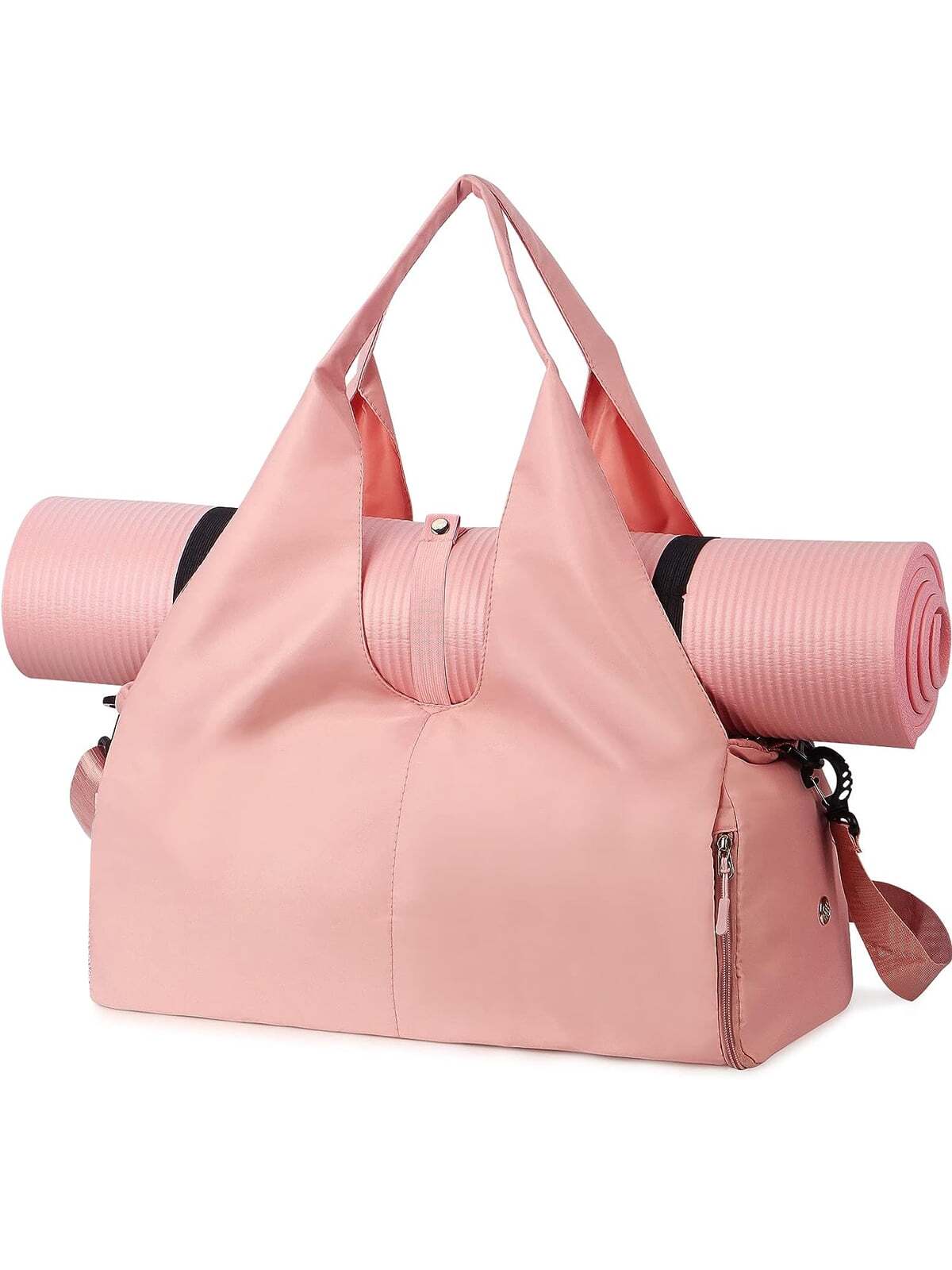 Gym Bag Travel Bag Women Men Travel Duffel Bag With Shoes Compartment Sports Gym Tote Bag Weekend Bag Overnight Bag Yoga Mat Bag For Swimming, Basketball Pink