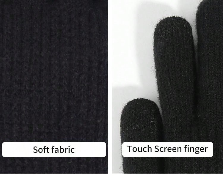 1pair Winter Men's Double-Layered Thickened Touch Screen Texting Warm Gloves, Knitted Stripe