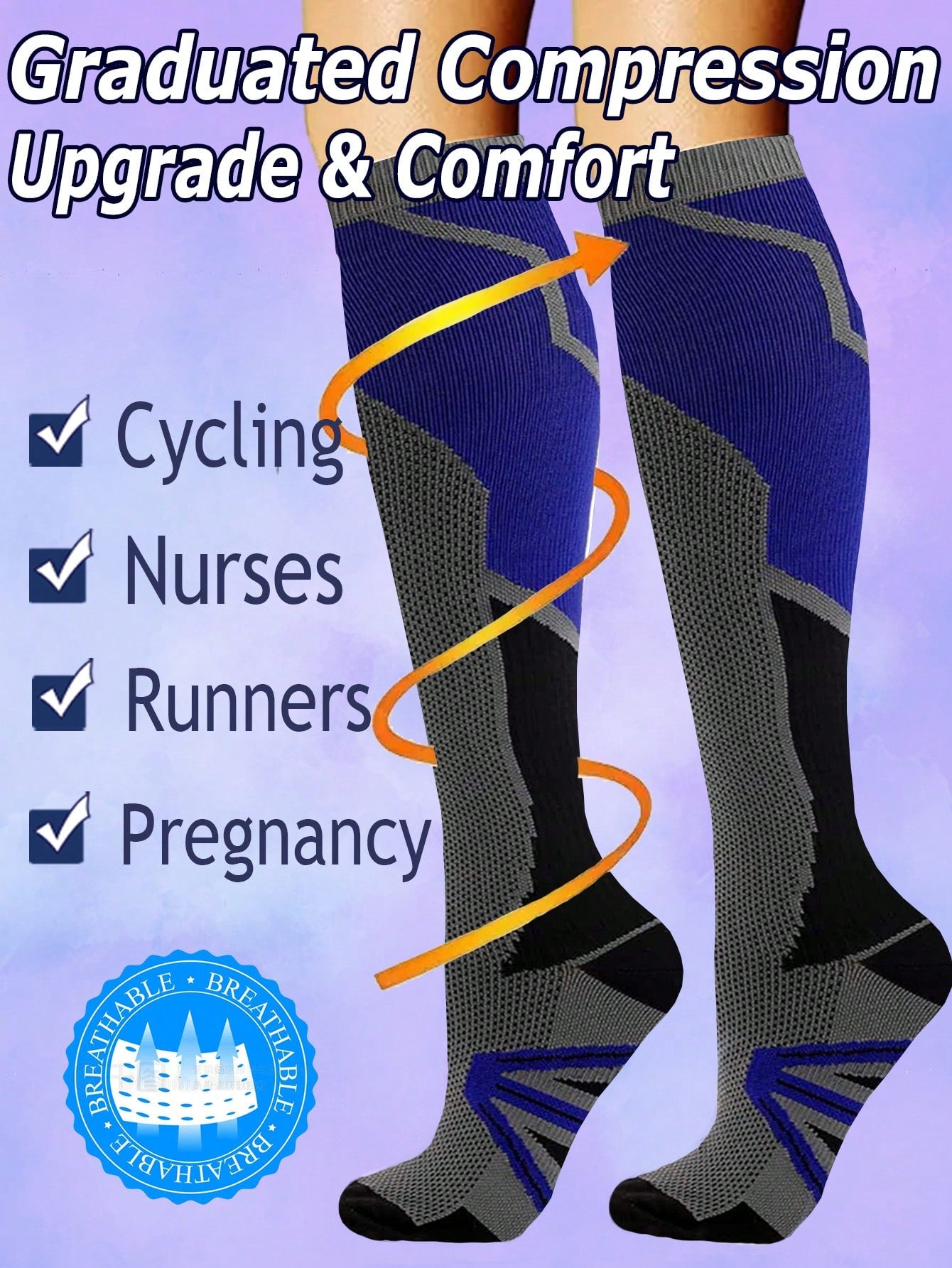 Copper Wellow Compression Socks Women Men 15-15 Mmhg Knee High Pregnant Nurses Pregnancy Maternity Cute Sports Gold Fit Cycling Adult Support Hose Circulation Long Women