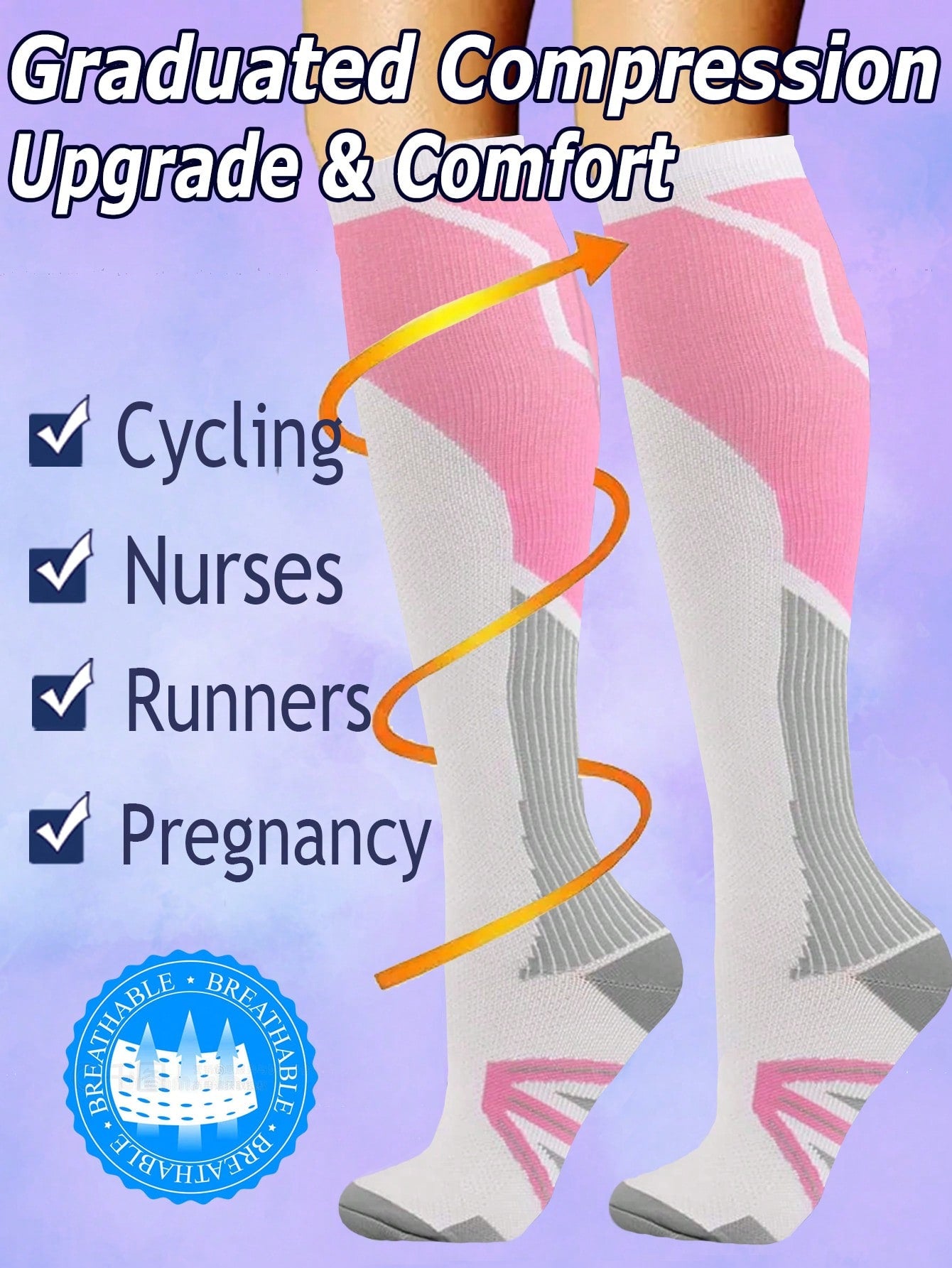 Copper Wellow Compression Socks Women Men 15-15 Mmhg Knee High Pregnant Nurses Pregnancy Maternity Cute Sports Gold Fit Cycling Adult Support Hose Circulation Long Women