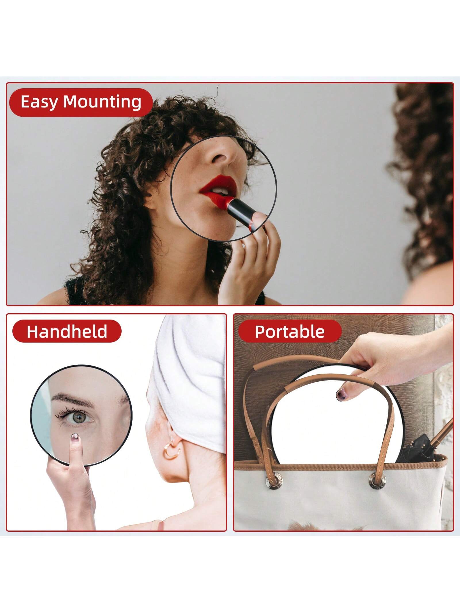 20X Magnifying Mirror with 3 Suction Cups - 6'' Stick on Makeup Mirror with 20X Magnification, Magnified Makeup Mirror Portable Handheld Cosmetic Mirror and Tweezers Set for Travel, Makeup, Bathroom