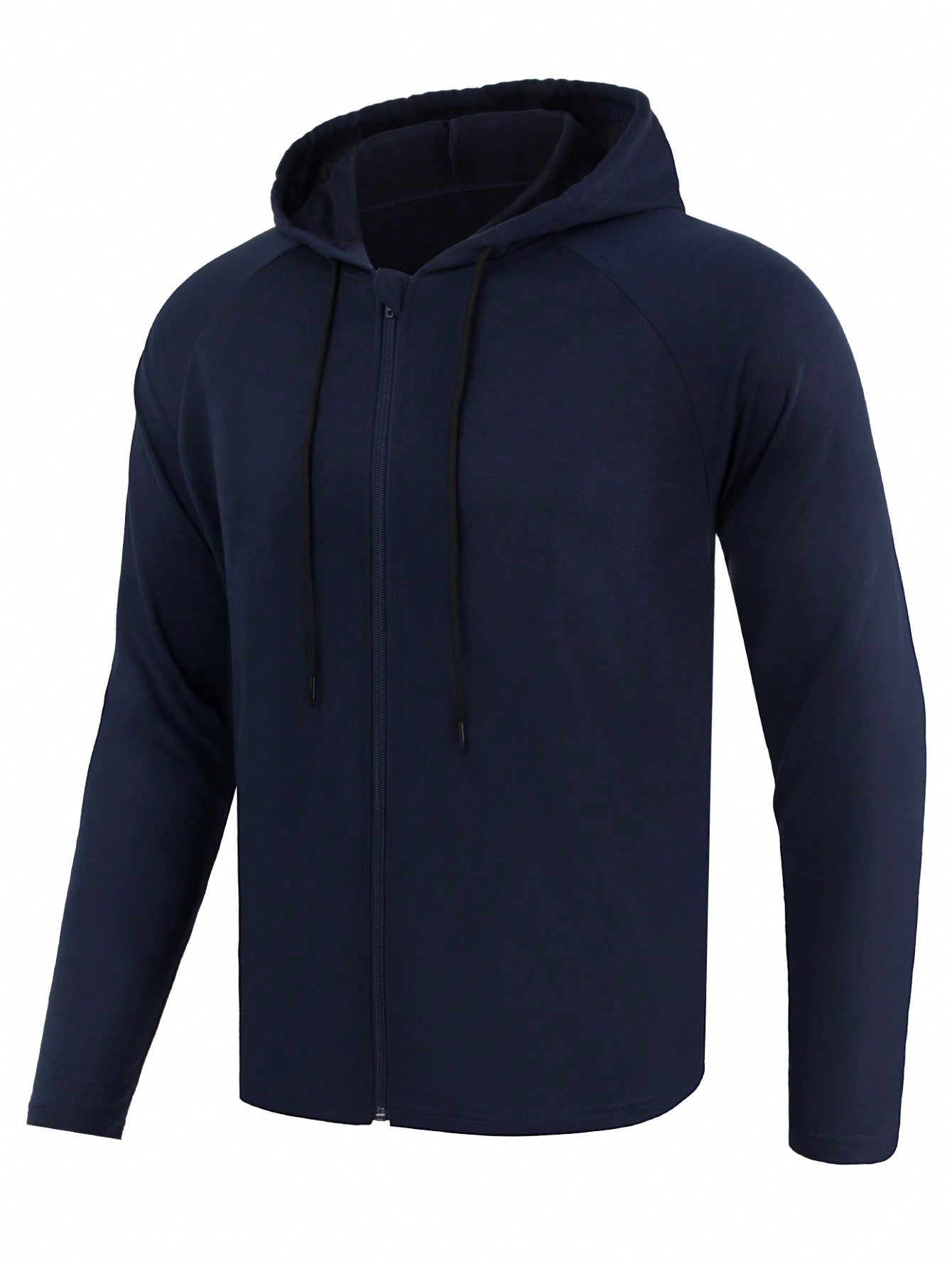 Men Zip Up Drawstring Hooded Sports Jacket