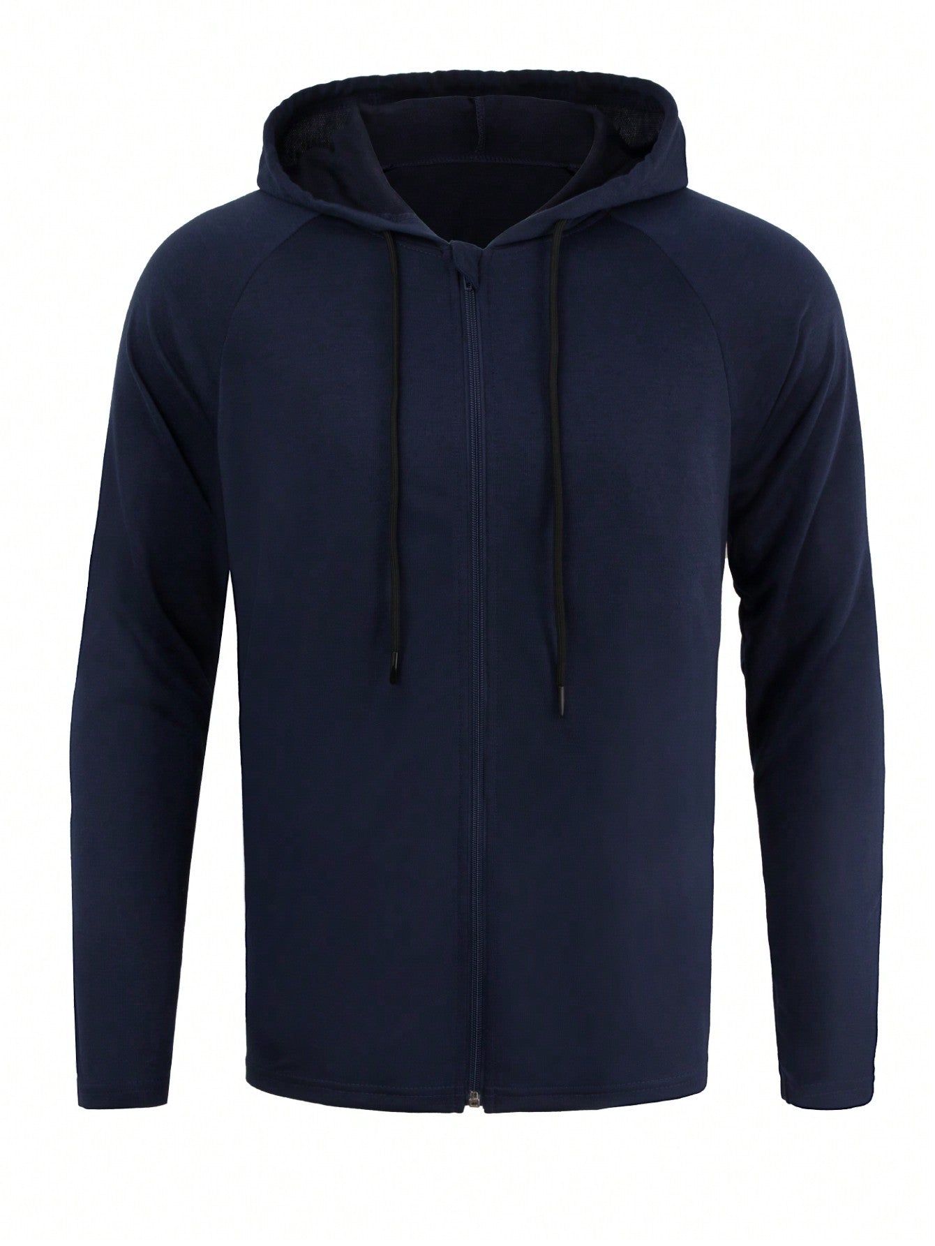 Men Zip Up Drawstring Hooded Sports Jacket