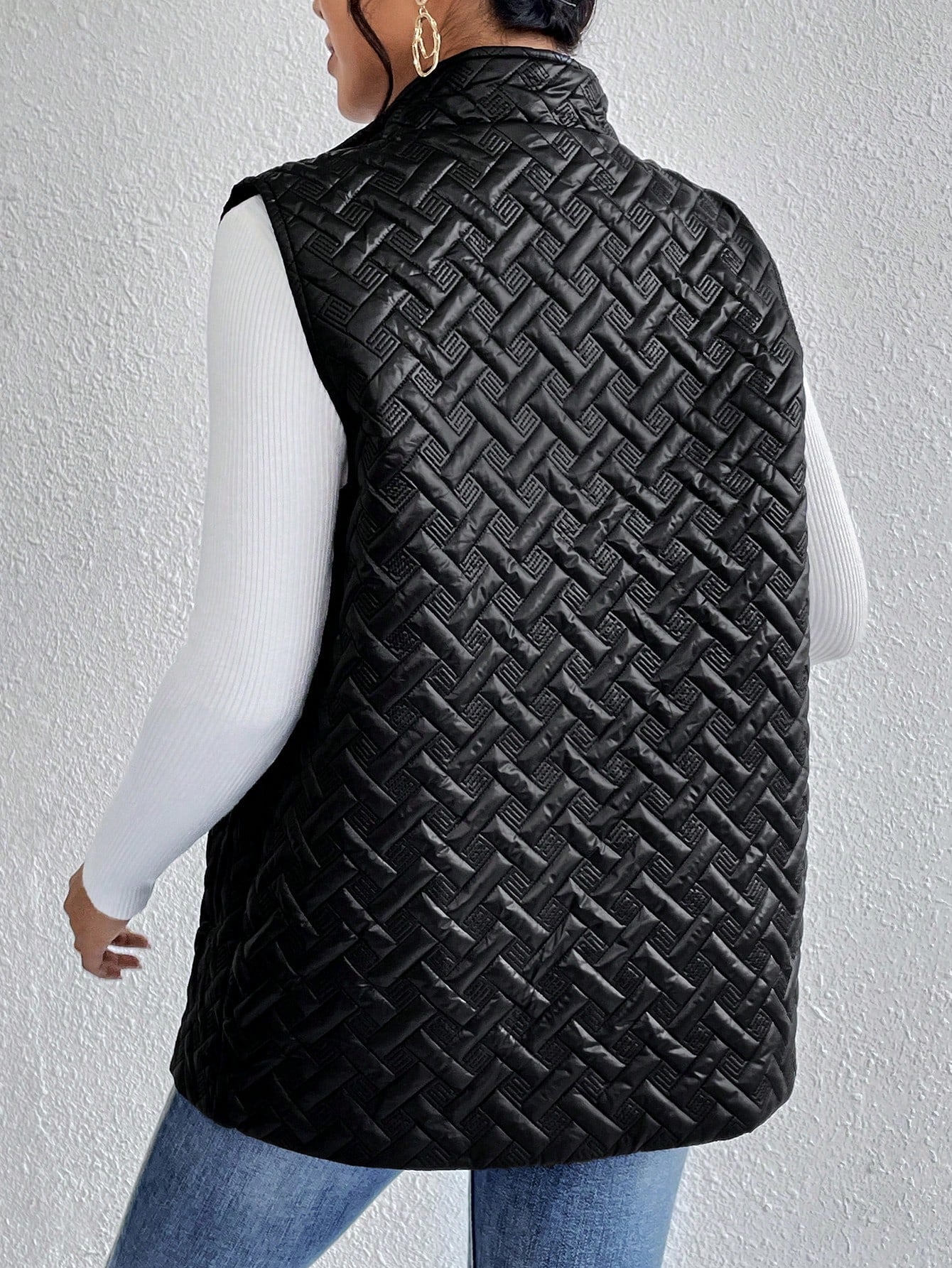 Essnce Zip Up Vest Quilted Coat