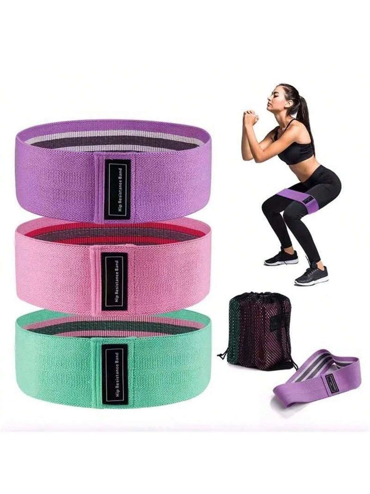 Fabric Resistance Band Set For Leg And Hip Exercise, Including 3 Intensity Levels Anti-slip Hip Band, Suitable For Home And Gym Workouts, Yoga, Pilates