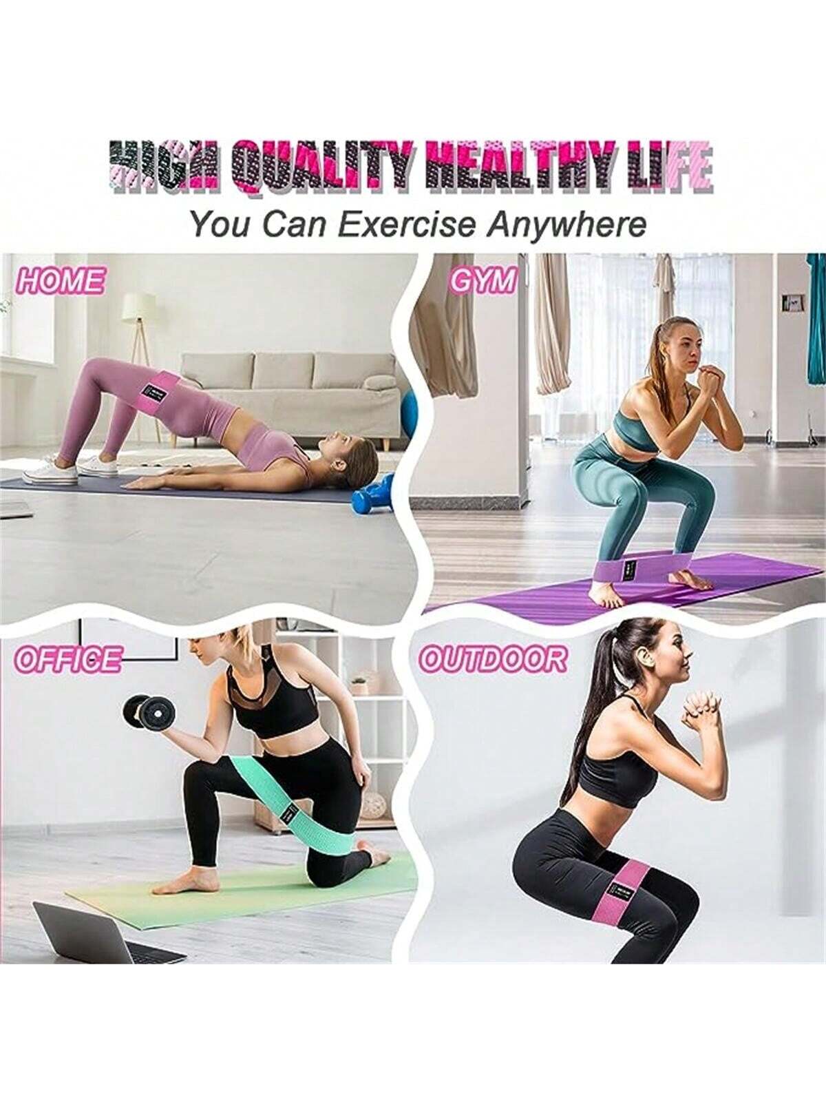 Fabric Resistance Band Set For Leg And Hip Exercise, Including 3 Intensity Levels Anti-slip Hip Band, Suitable For Home And Gym Workouts, Yoga, Pilates