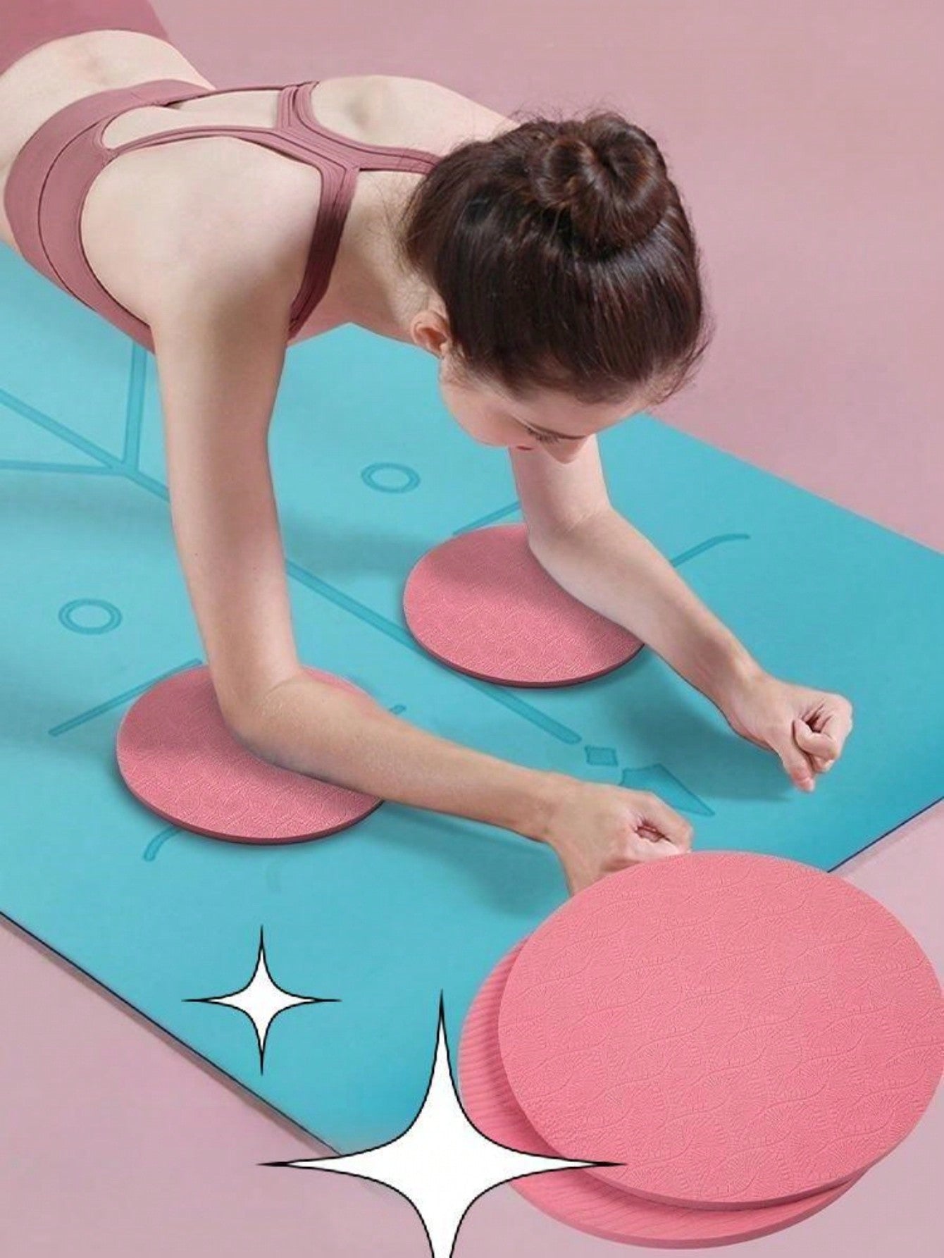 2pcs/Set Flat Support Pad With Tpe Anti-Slippery Surface For Knee, Elbow, Balance Training, Fitness, Ab Wheel, Round Yoga Mat