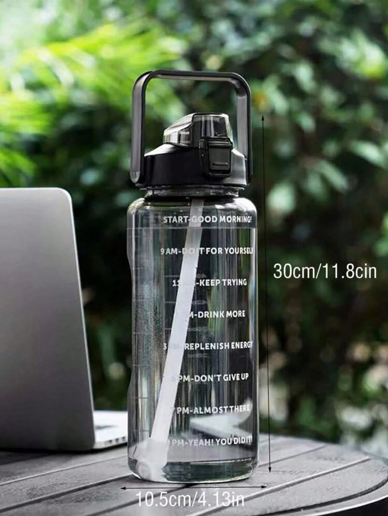 1pc 750ml 2L Large Capacity Pink PC Water Bottle, Sports And Fitness Portable Straw Cup, Suitable For Home And Outdoor Travel