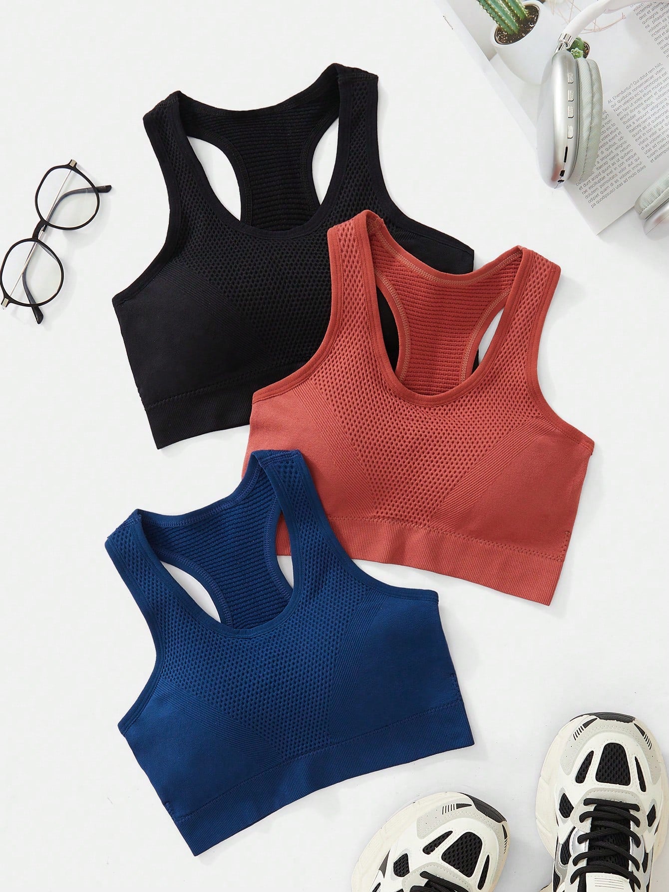 SHEIN Sport Studio 3pcs Seamless Racerback Sports Bra