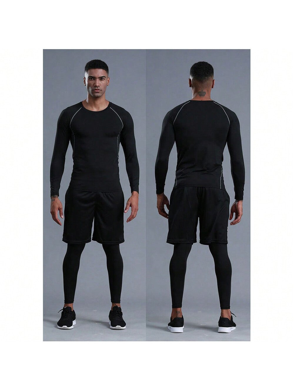 3pcs/Set Boyfriend Style Men's Fitness Clothing Set, Quick-Drying, Tight Training Suit For Running, Basketball, Gym All Seasons Gym Clothes Boyfriend Style Men, Athletic Suit, Tracksuit Boyfriend Style Men Shorts Set