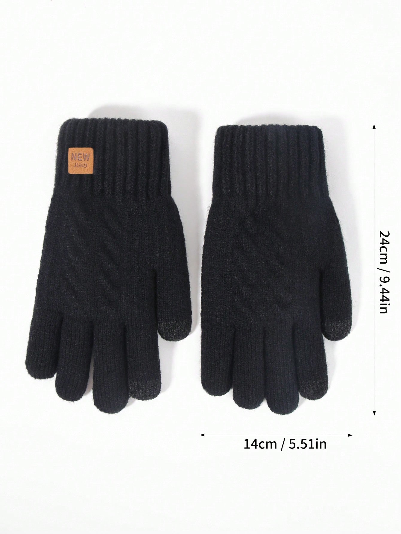 1pair Men's Winter Black Double-layered Plush Thick Knit Touch Screen Gloves, Warm, Full Finger, New Casual And Stylish Simple Design, Suitable For Parties, Dinners, Driving, And Daily Use