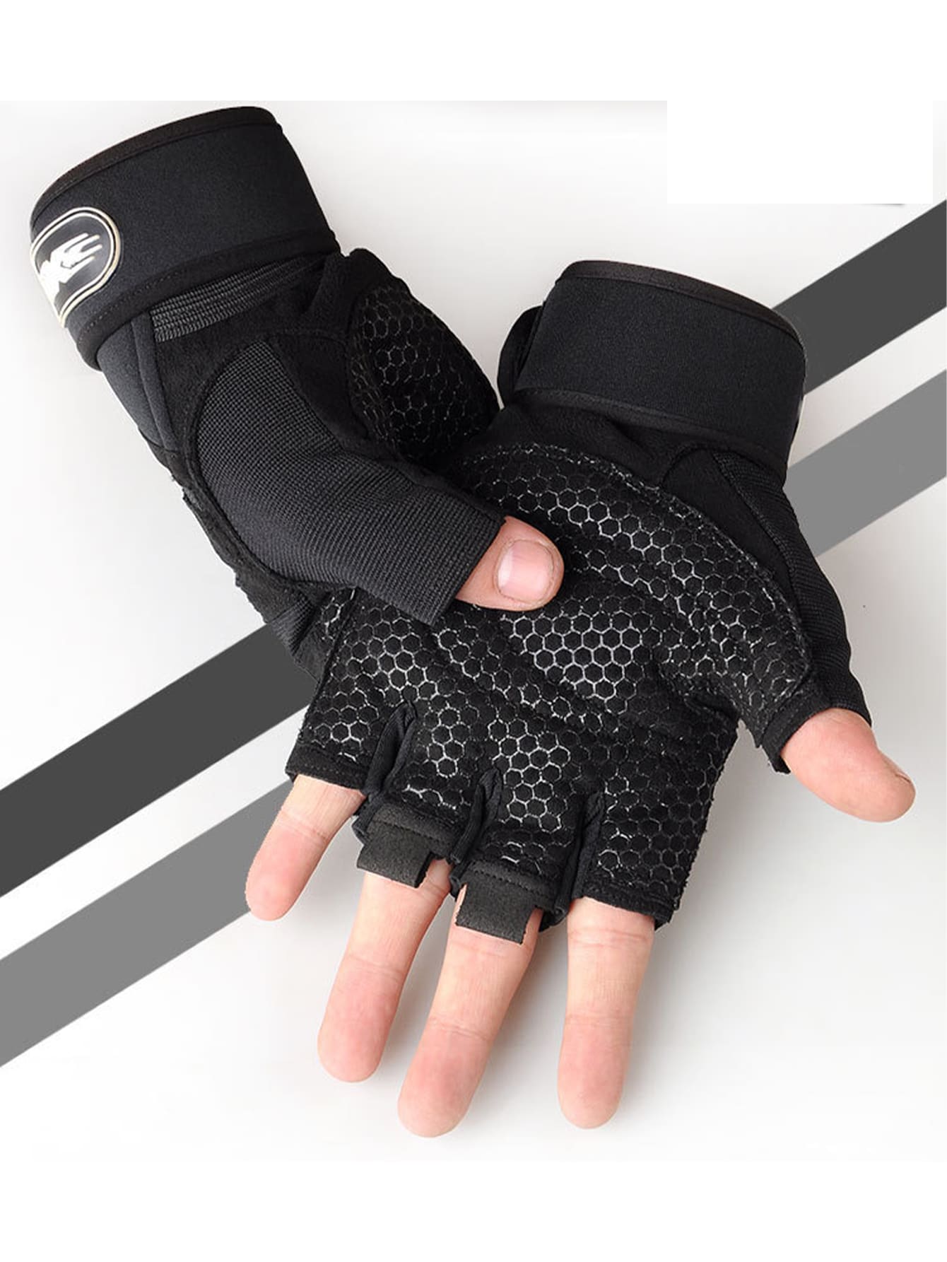 1 Pair Unisex Sport Fingerless Gloves, Suitable For Fitness, Outdoor Cycling, Climbing, Non-Slip Wrist Protection,Black Gloves