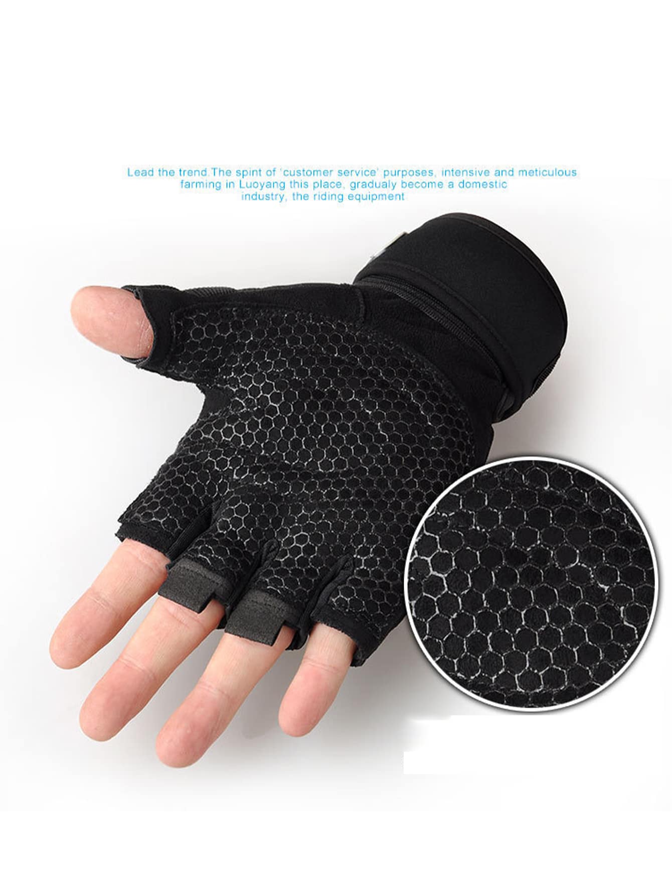 1 Pair Unisex Sport Fingerless Gloves, Suitable For Fitness, Outdoor Cycling, Climbing, Non-Slip Wrist Protection,Black Gloves