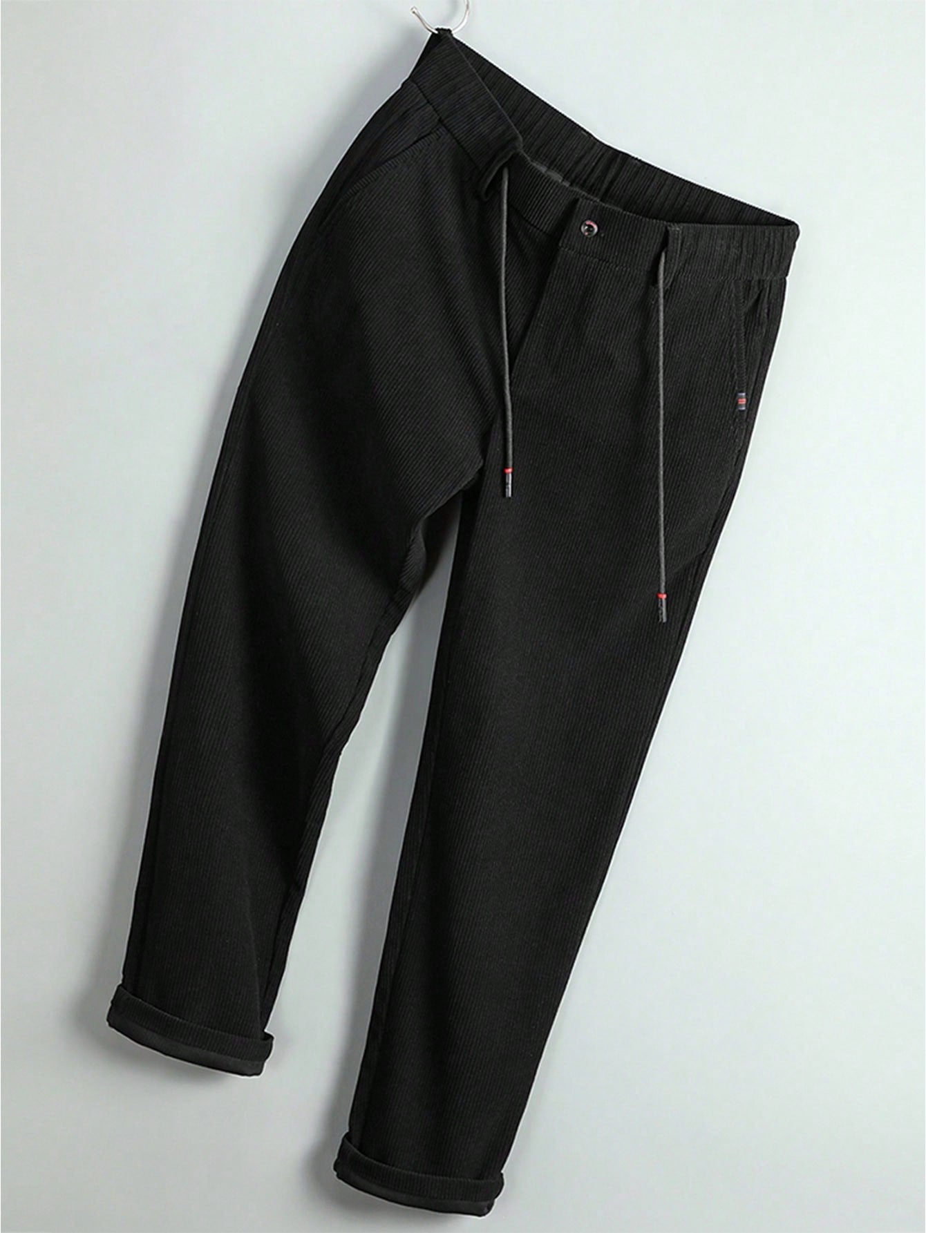 Men Drawstring Waist Straight Leg Pants