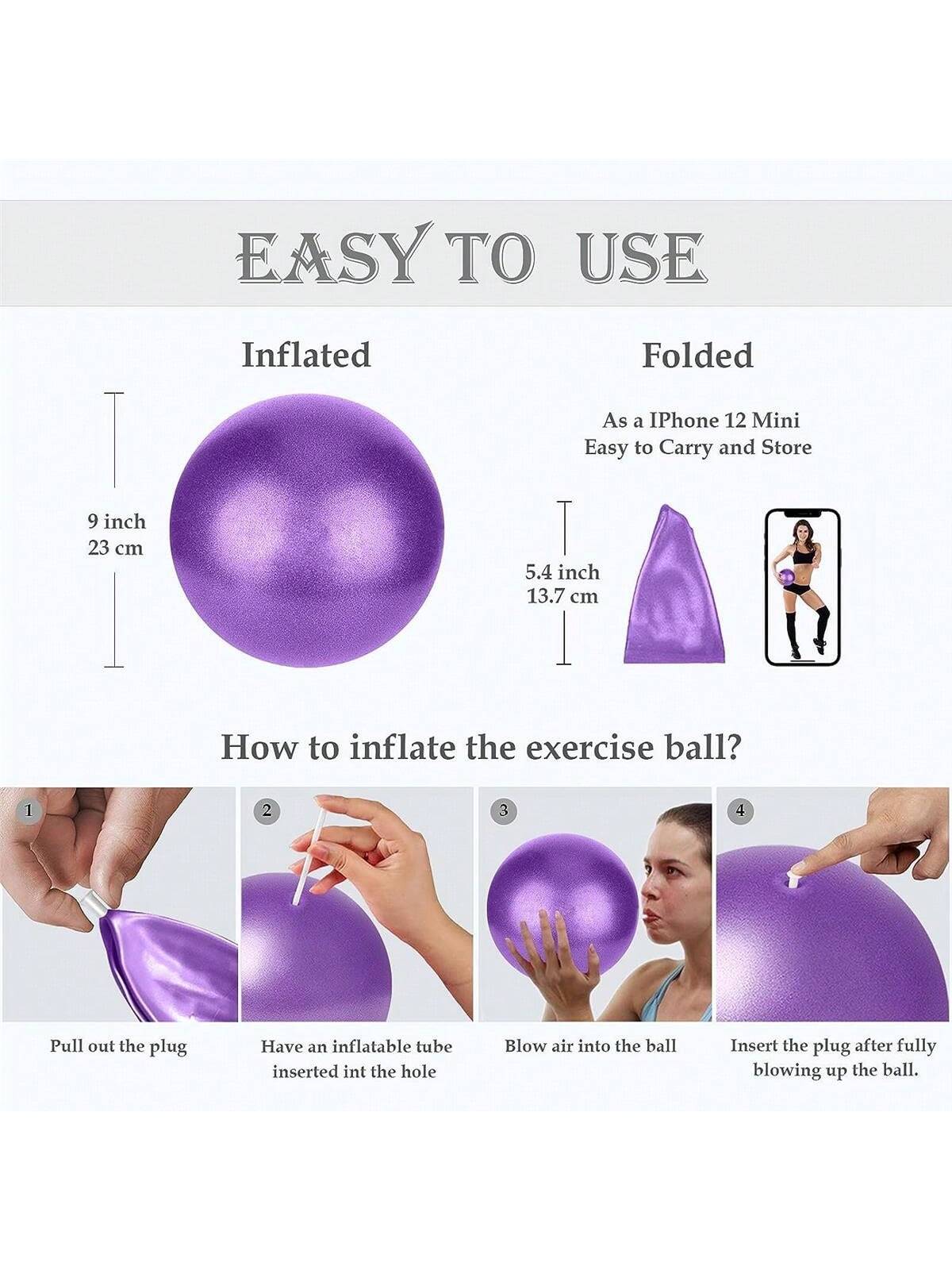 Small Pilates Ball,  Mini Workout Ball, Core Ball, 9 Inch Small Exercise Ball, Mini Bender Ball, Pilates, Yoga, Workout