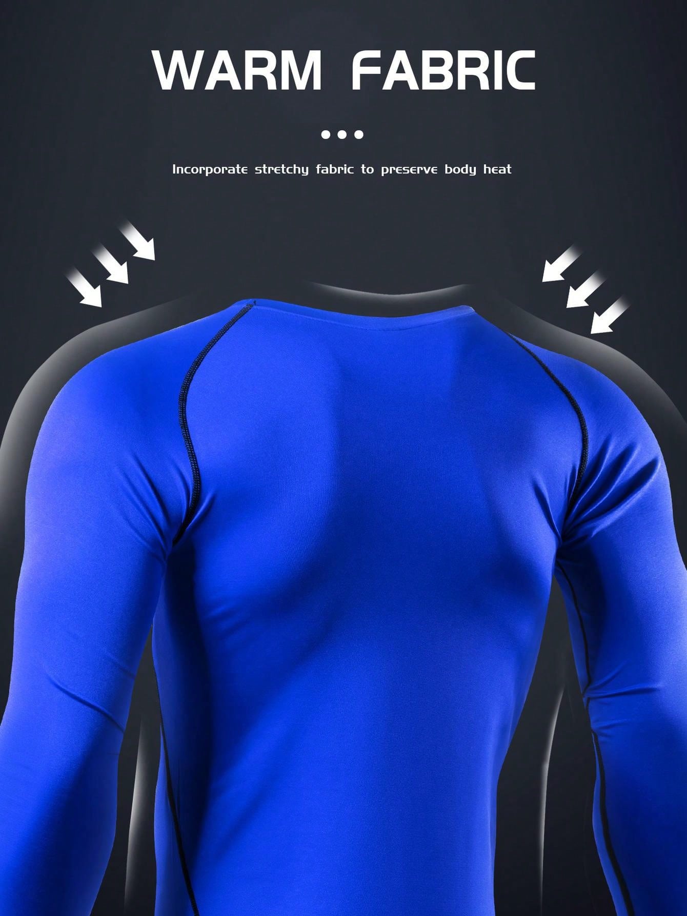 1pc Men's Compression Long Sleeve Fitness Top, Sweat-Wicking High Elasticity Base Layer For Core Workout