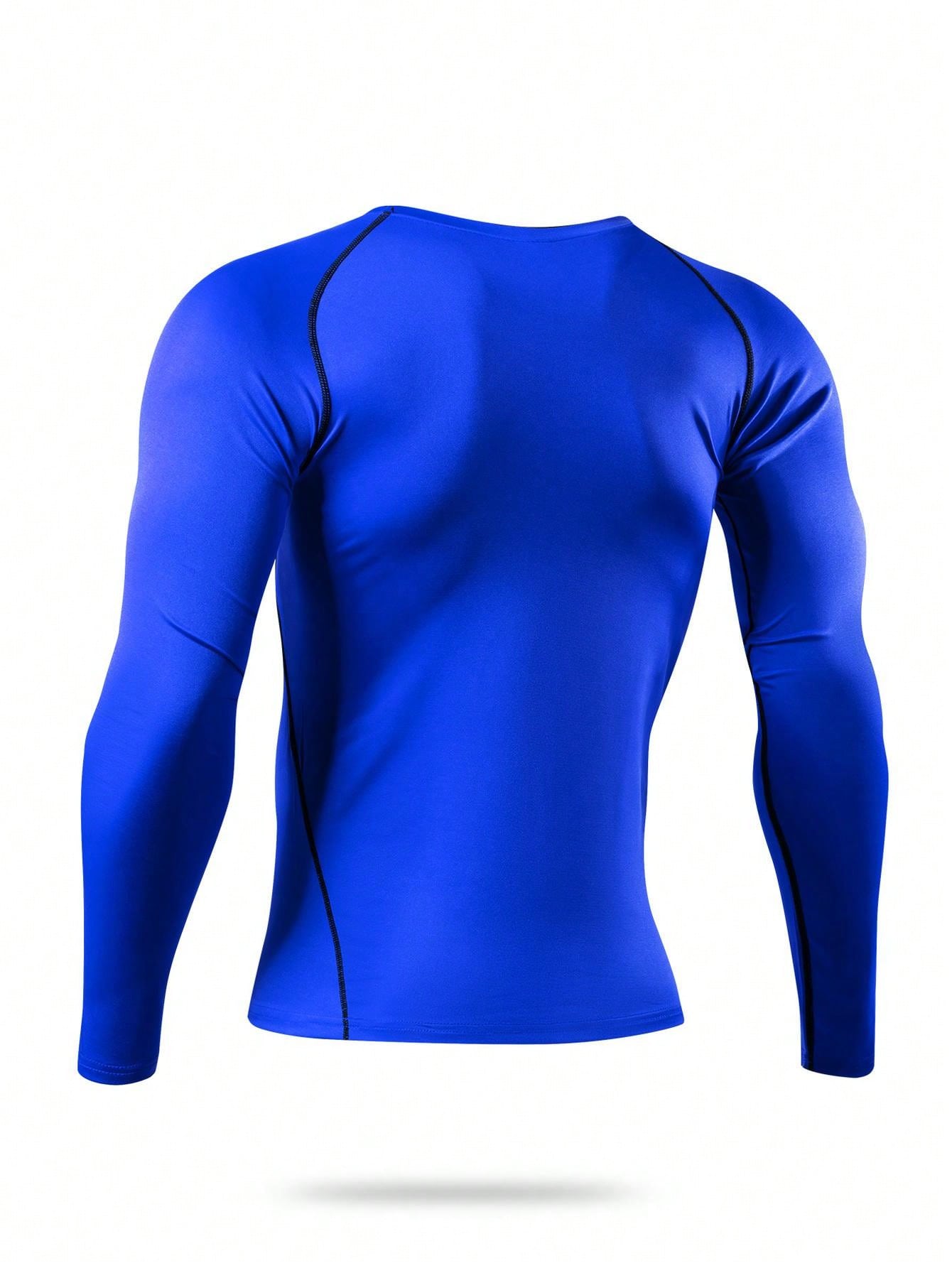 1pc Men's Compression Long Sleeve Fitness Top, Sweat-Wicking High Elasticity Base Layer For Core Workout