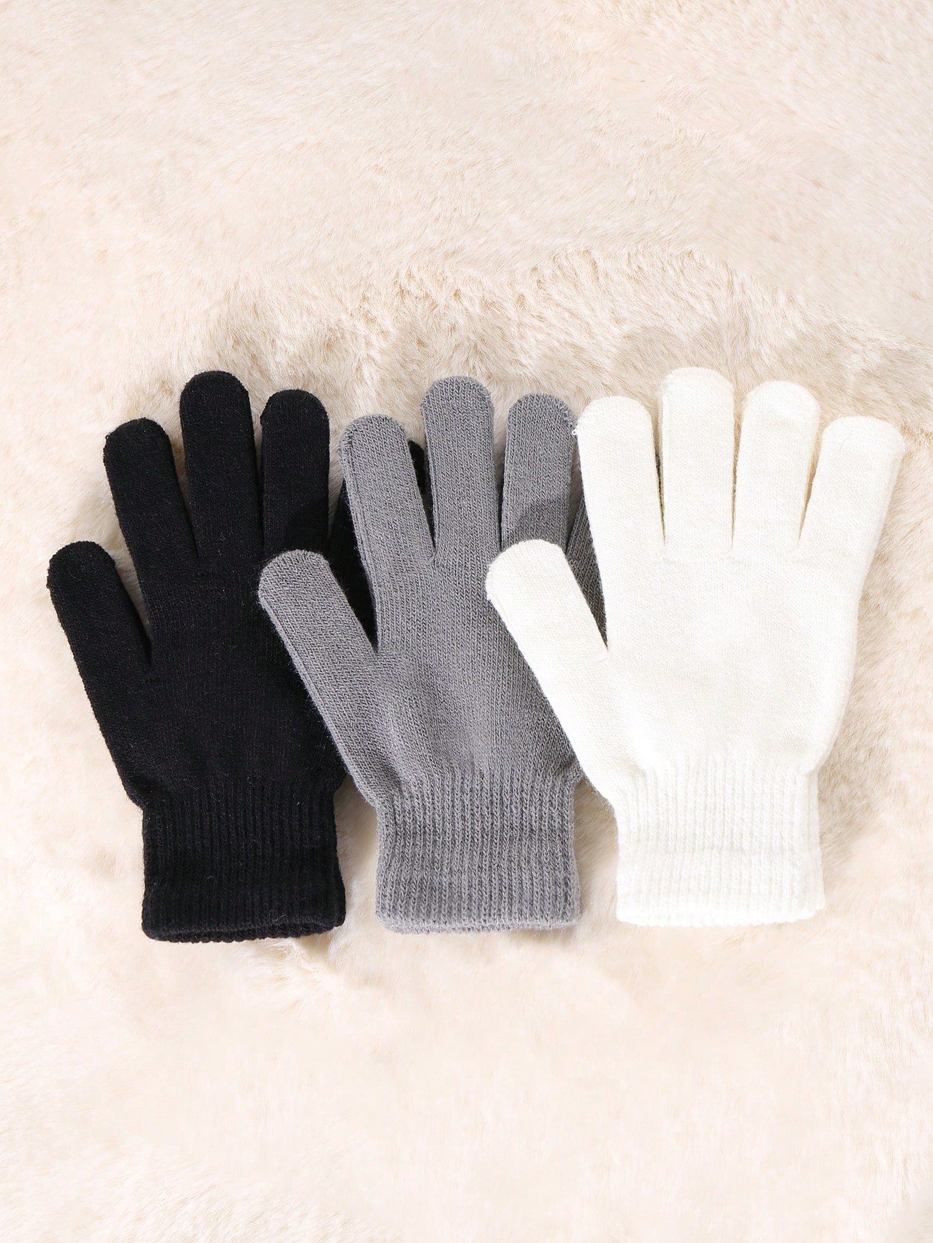 6 Pairs Winter Magic Gloves Black Knit Gloves Warm Stretchy Gloves For Cosplay Costume Cold Weather Halloween