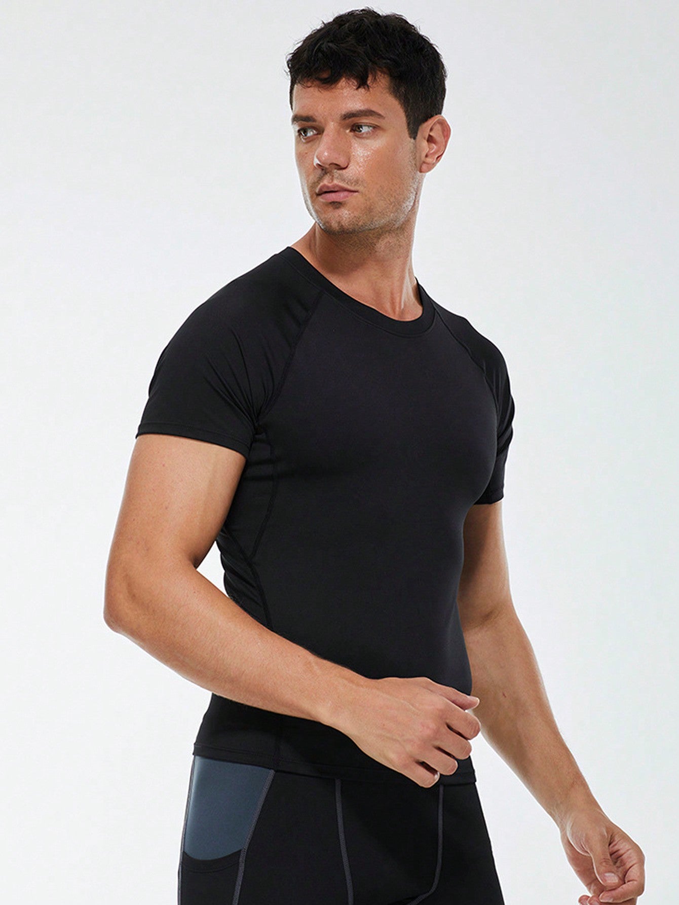 Sports Compression Short Sleeve Boyfriend Style Men's T-Shirt Gym Clothes Boyfriend Style Men Basic T Shirt