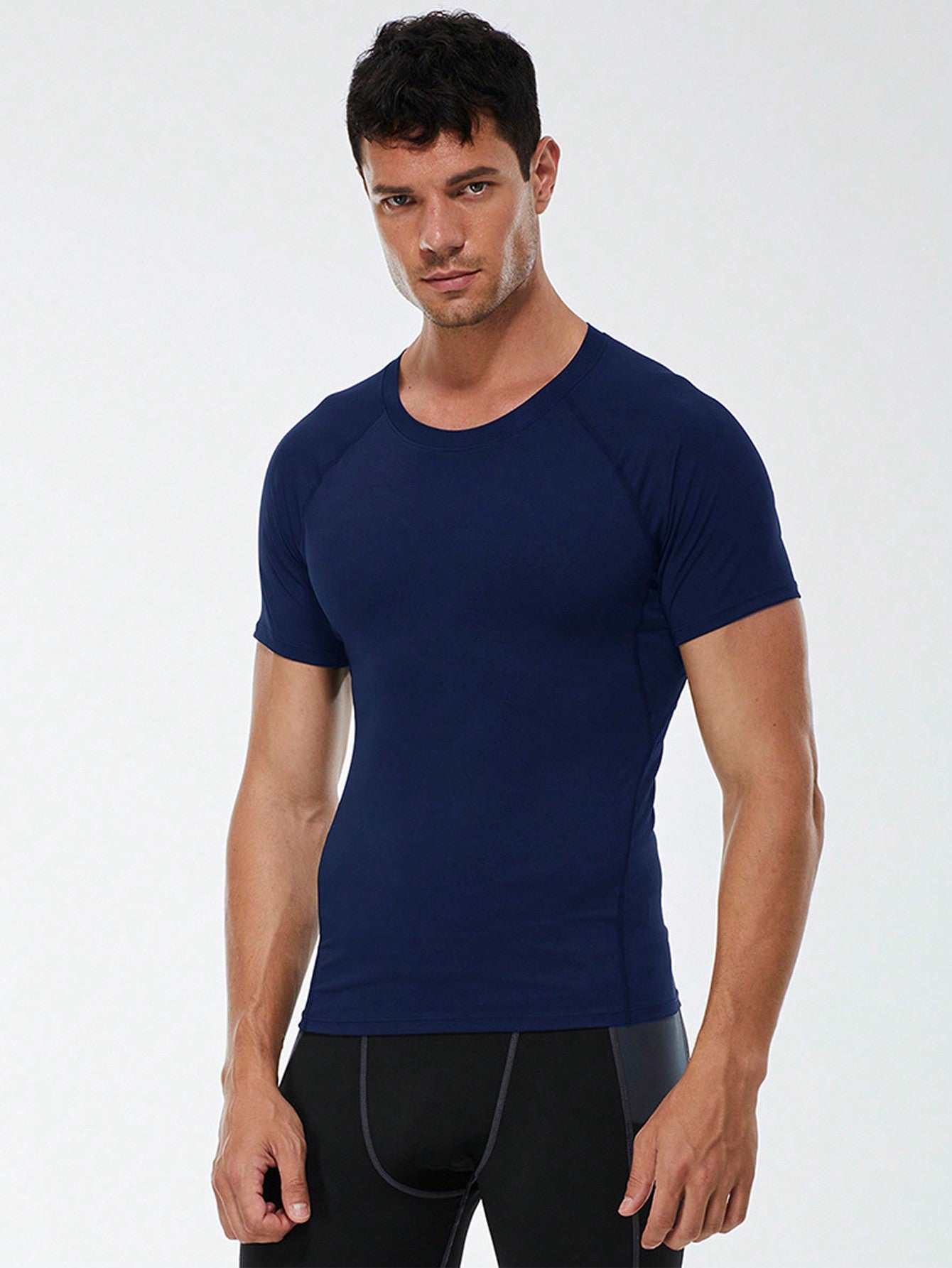 Boyfriend Style Men's Fitness Short Sleeve Slim Fit T-Shirt Gym Clothes Boyfriend Style Men Basic T Shirt