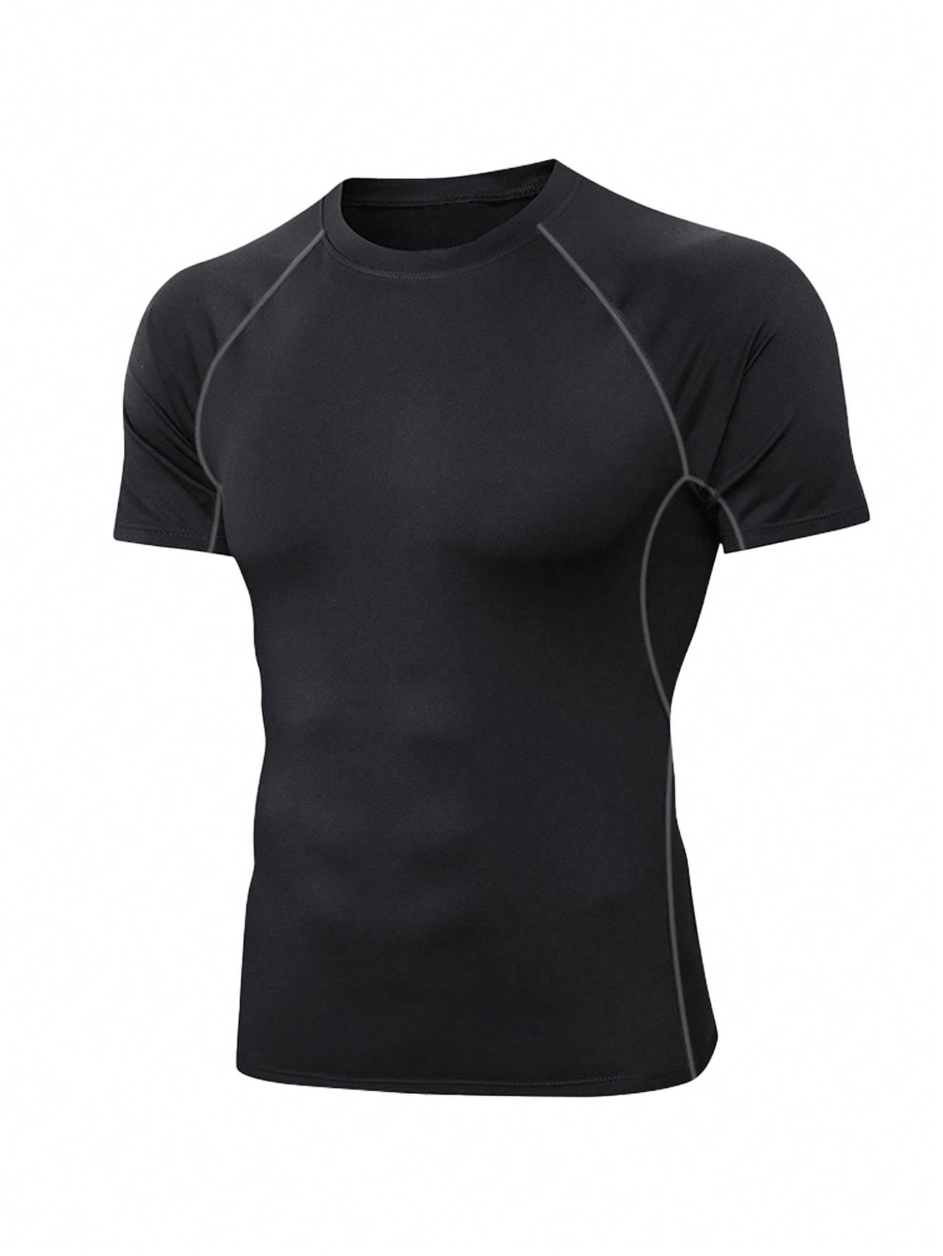 Sports Compression Short Sleeve Boyfriend Style Men's T-Shirt Gym Clothes Boyfriend Style Men Basic T Shirt