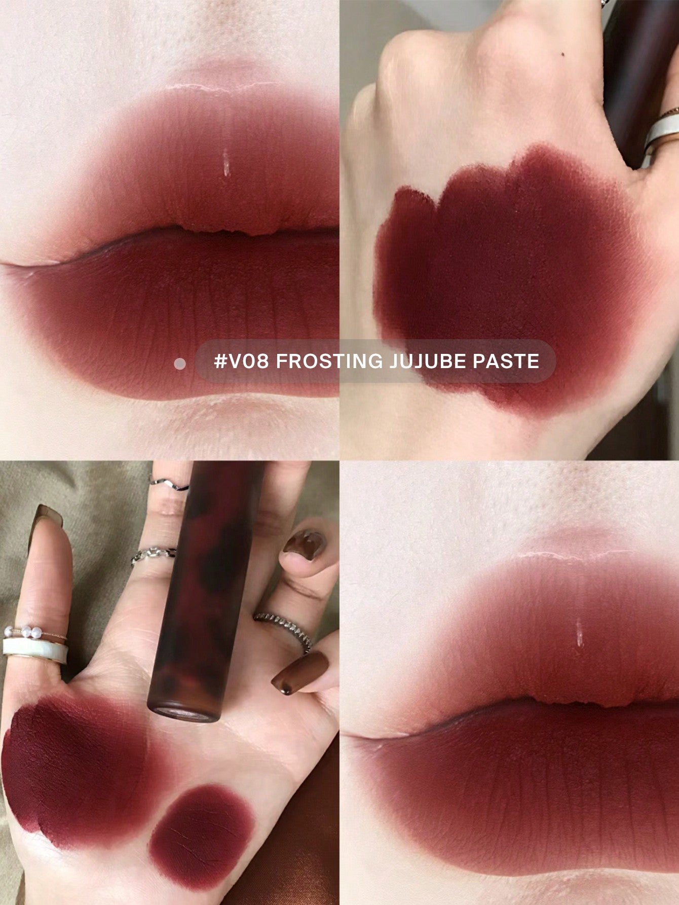 JOOCYEE Transfer-Proof Fluffy Matte Lip Gloss #V08 Frosting Jujube Paste  Velvet Creamy Texture Long Lasting  Lip Glaze