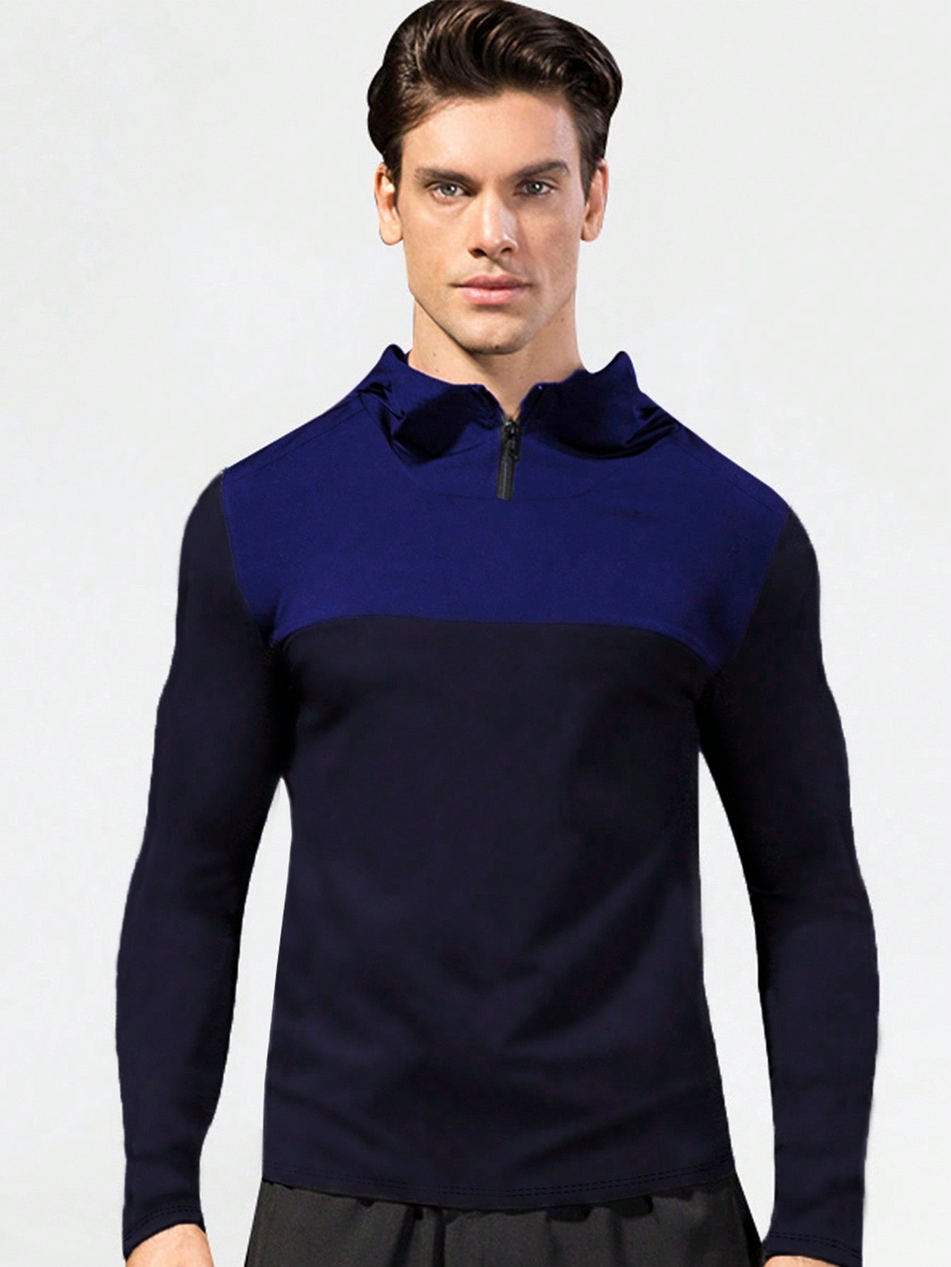 Manfinity Sport Corelite Men Two Tone Quarter Zip Sports Sweatshirt Hoodie Men Sweatshirt