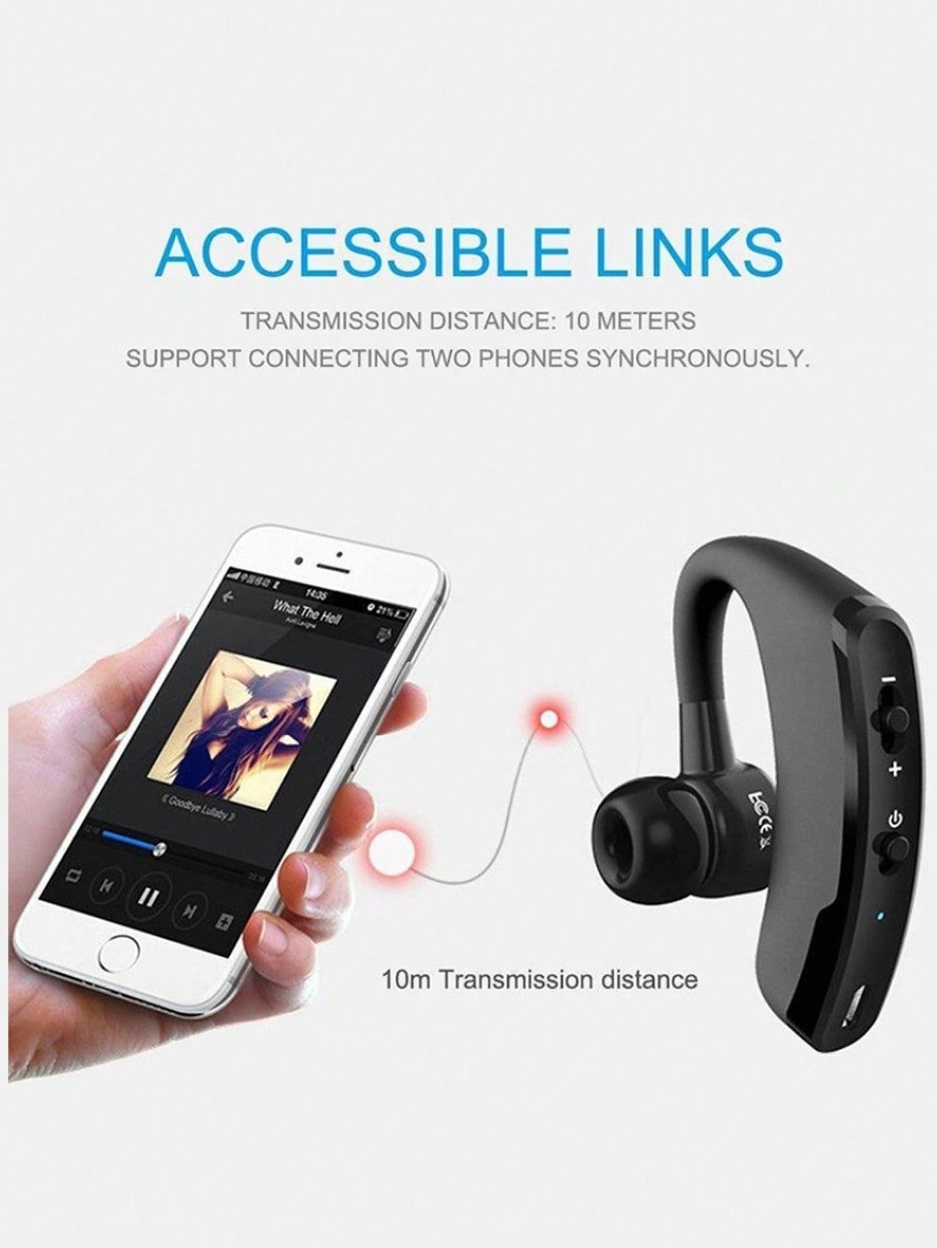 V9 Business CSR Bluetooth Wireless Earphone With Ear Hook, Stereo Sound