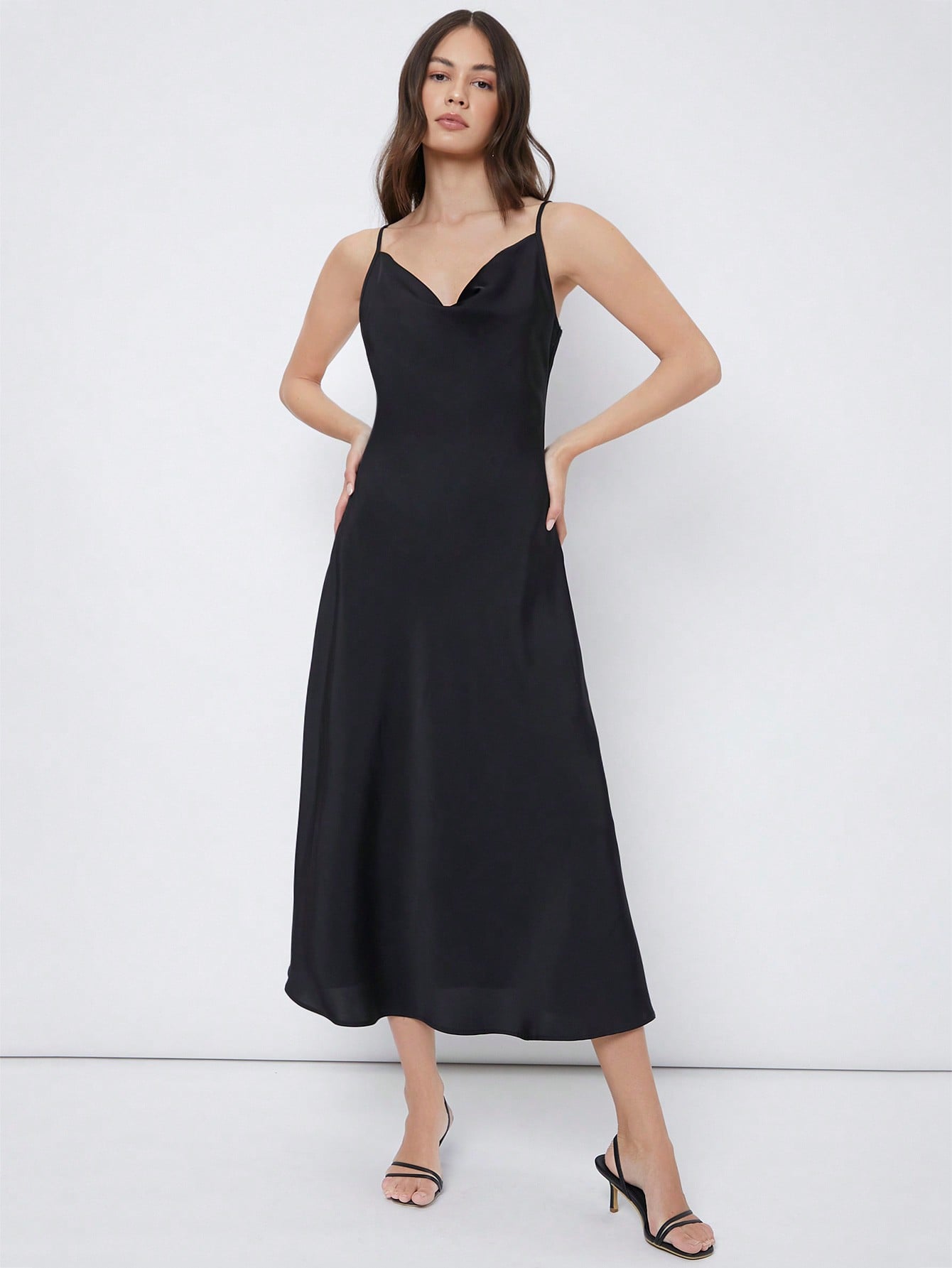 BizChic Cowl Neck Solid Slip Dress Workwear