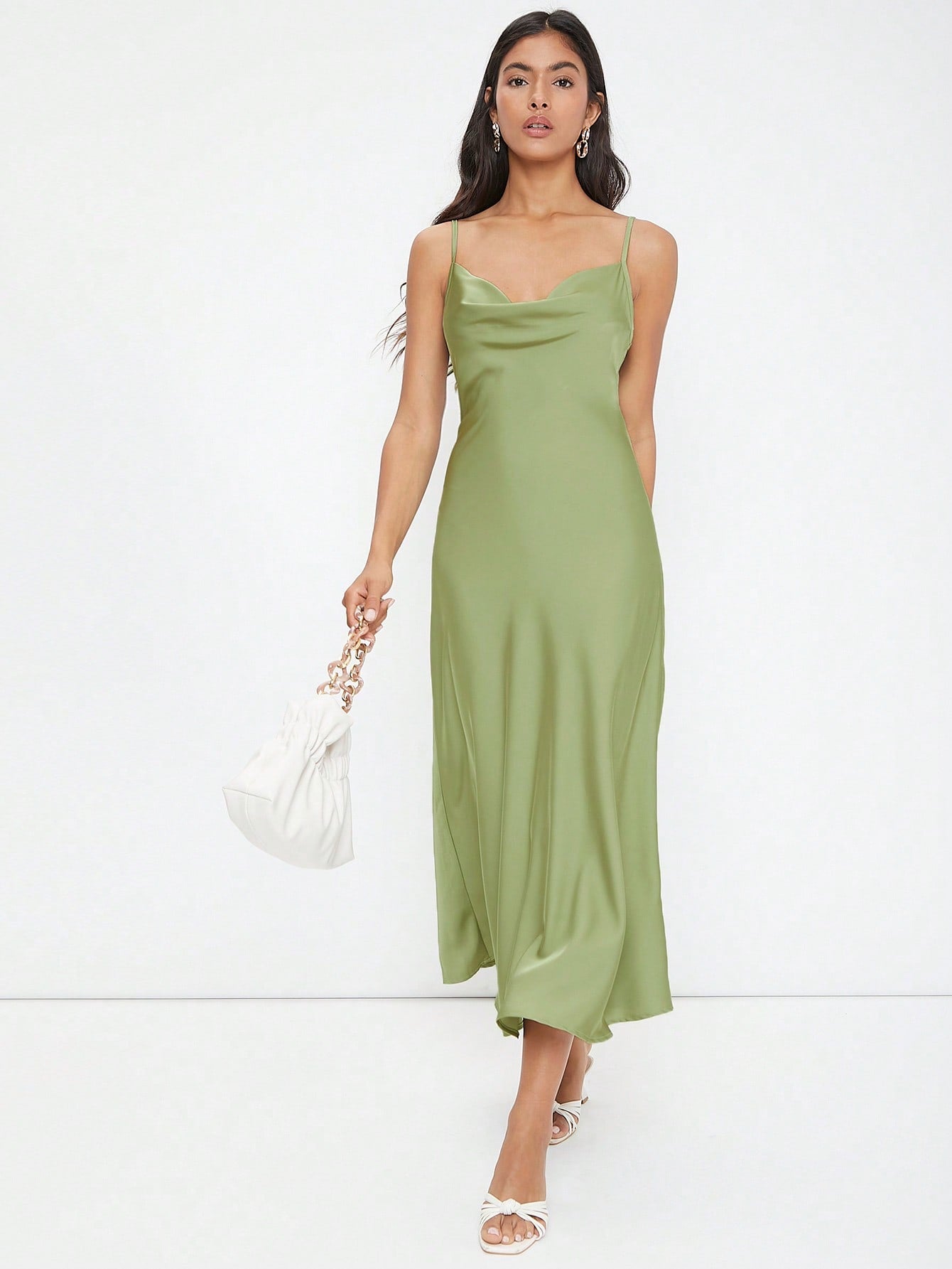 BizChic Cowl Neck Solid Slip Dress Workwear