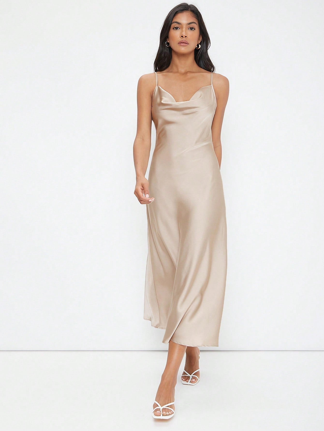 BizChic Cowl Neck Solid Slip Dress Workwear