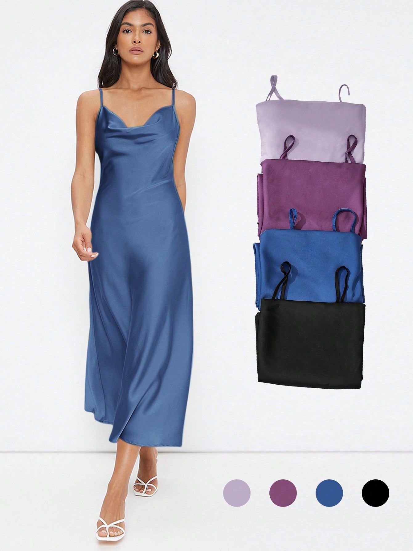 BizChic Cowl Neck Solid Slip Dress Workwear