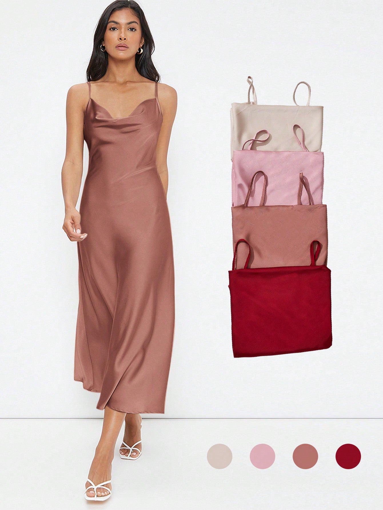 BizChic Cowl Neck Solid Slip Dress Workwear