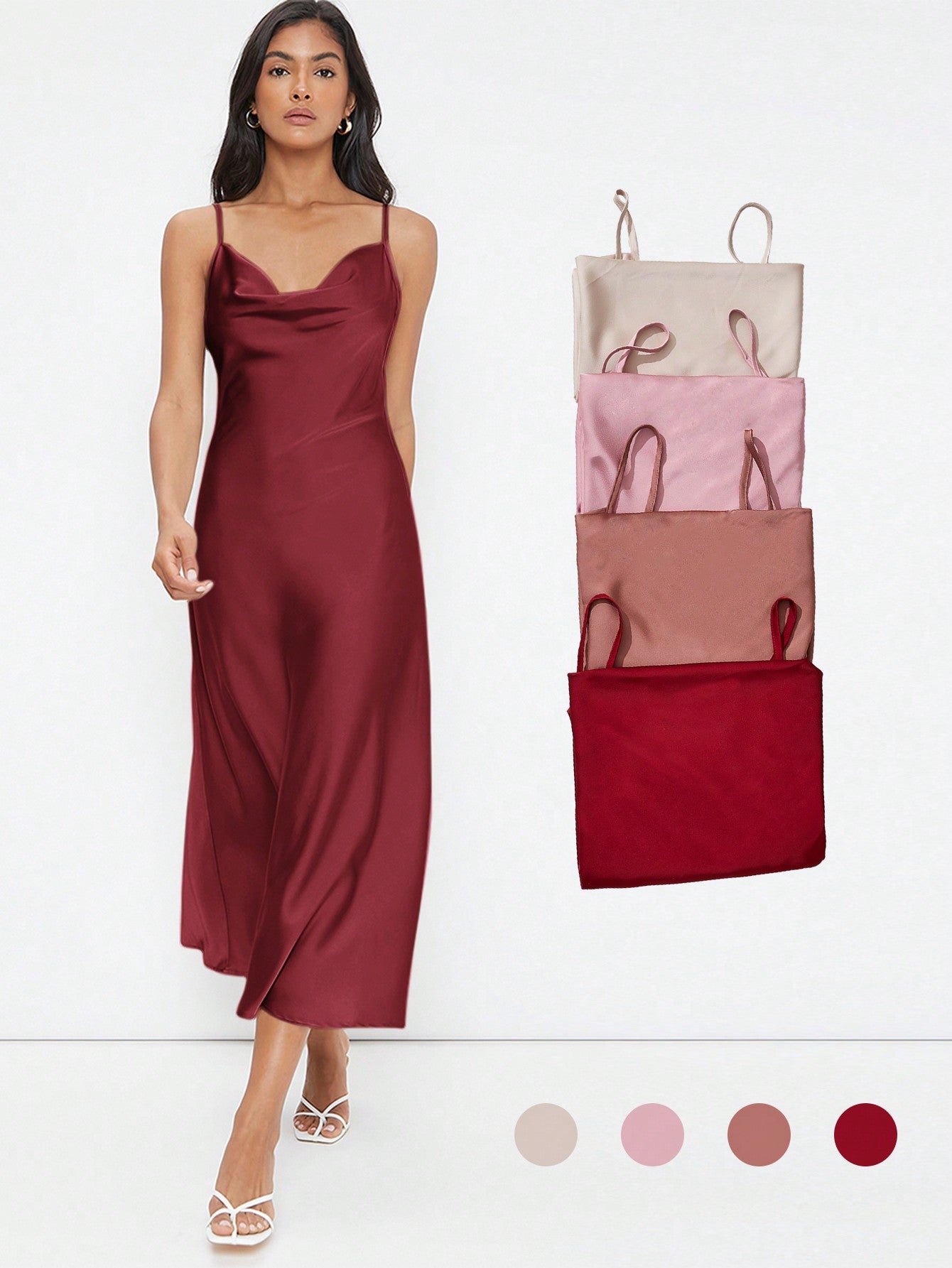 BizChic Cowl Neck Solid Slip Dress Workwear