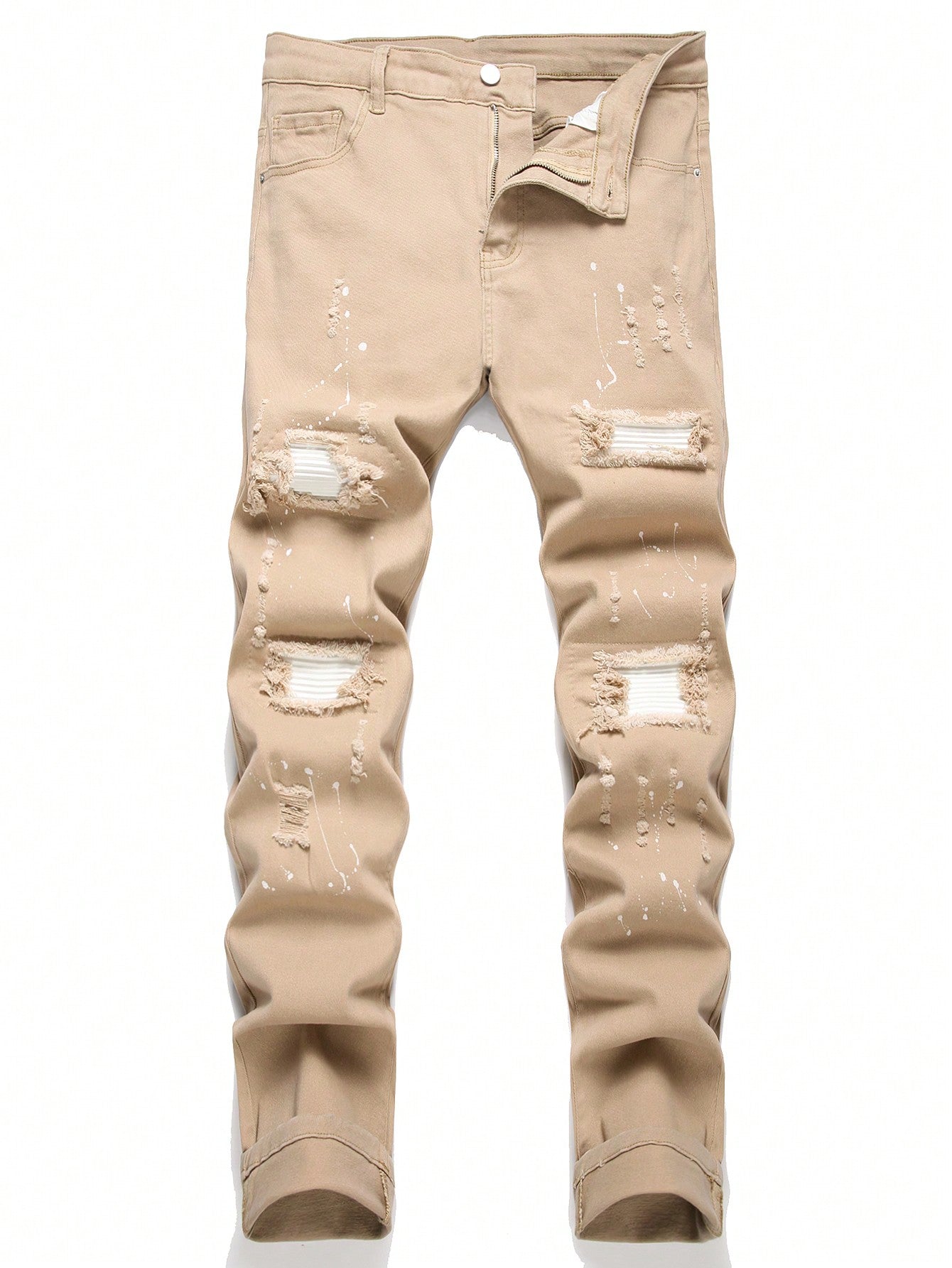 Manfinity LEGND Men's Distressed Slim-Fit Casual Denim Jeans With Pockets