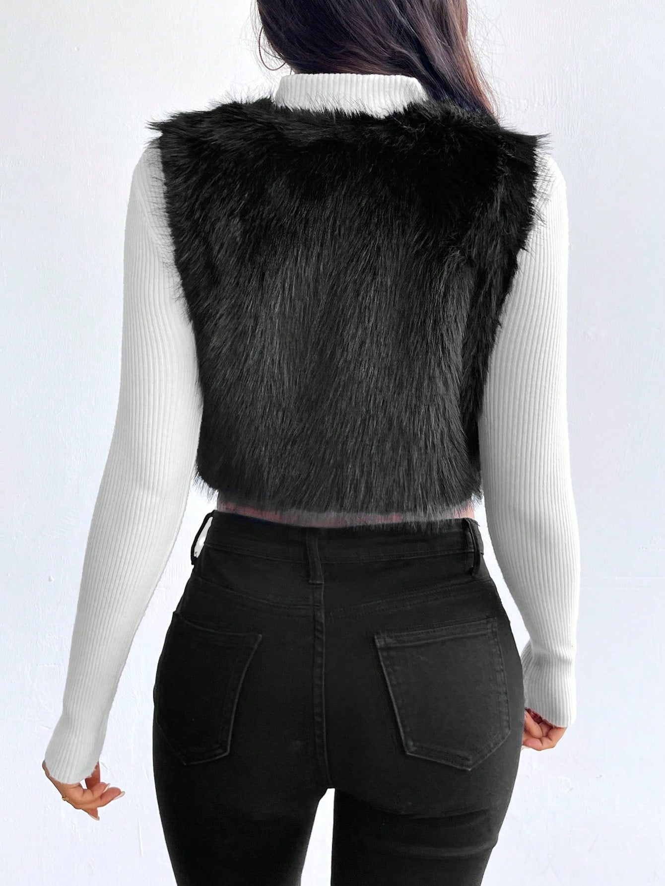 Privé Open Front Fuzzy Vest Coat